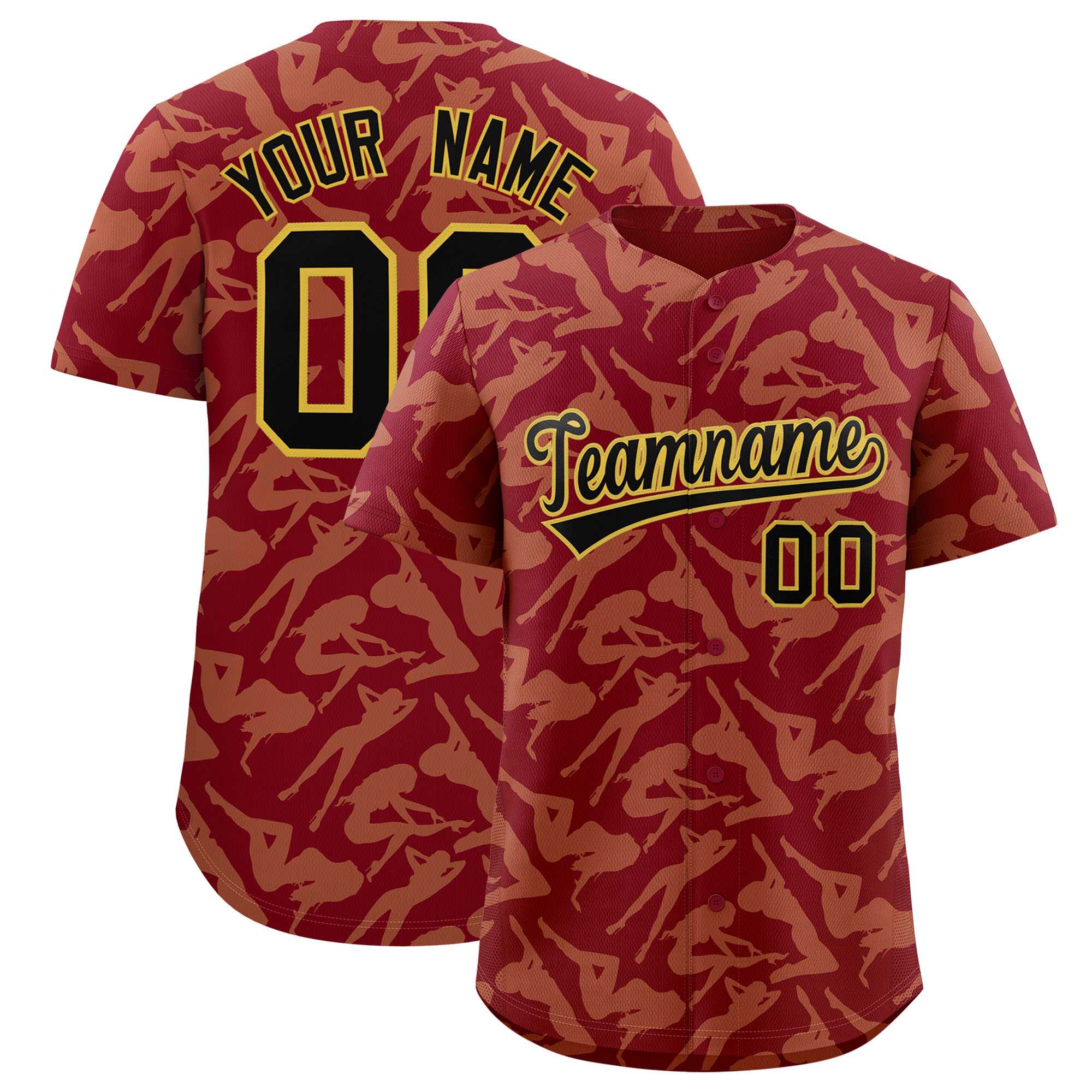 Custom Crimson Khaki Playboy Graffiti Pattern Authentic Baseball Jersey| KXKSHOP