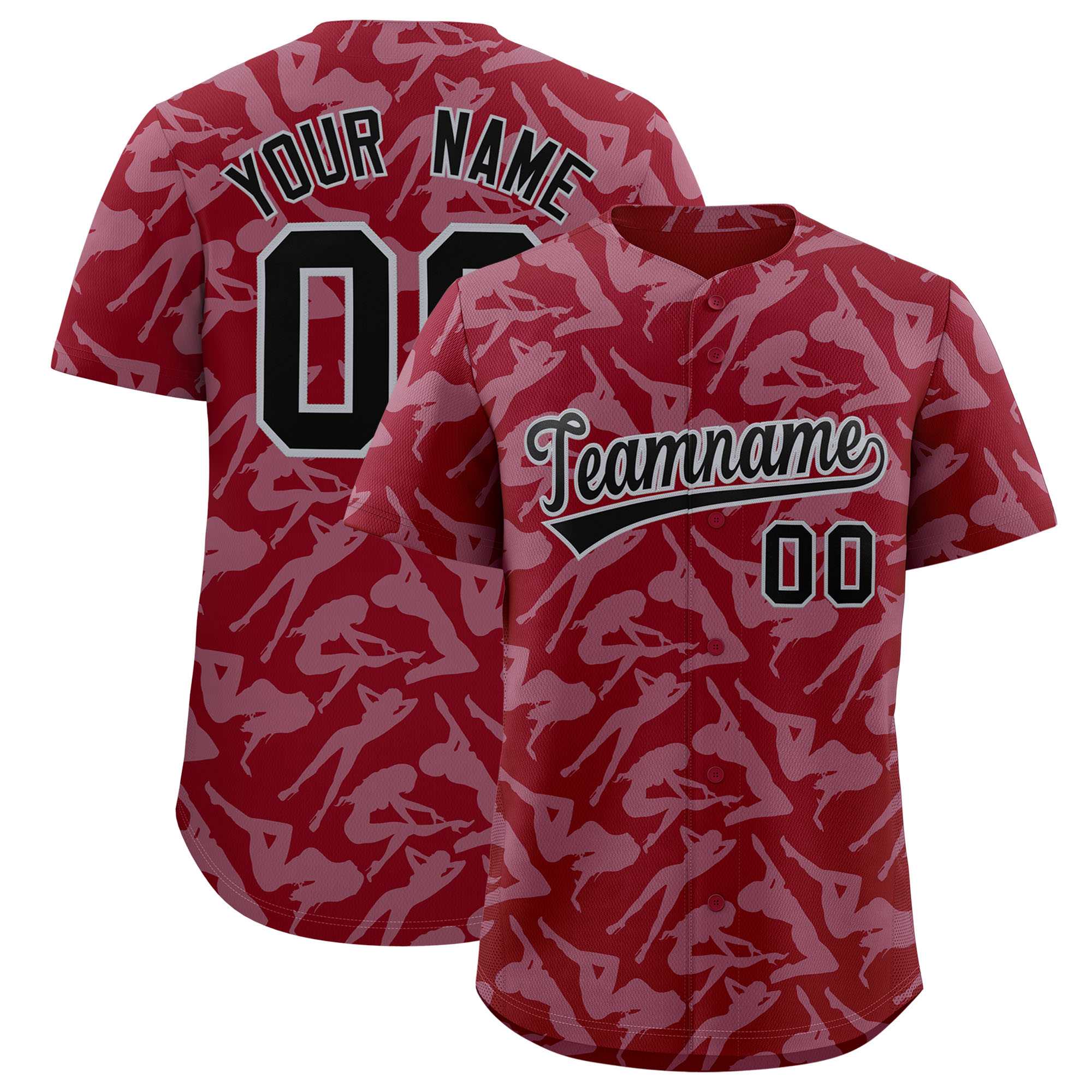 Custom Crimson Gray Playboy Graffiti Pattern Authentic Baseball Jersey| KXKSHOP
