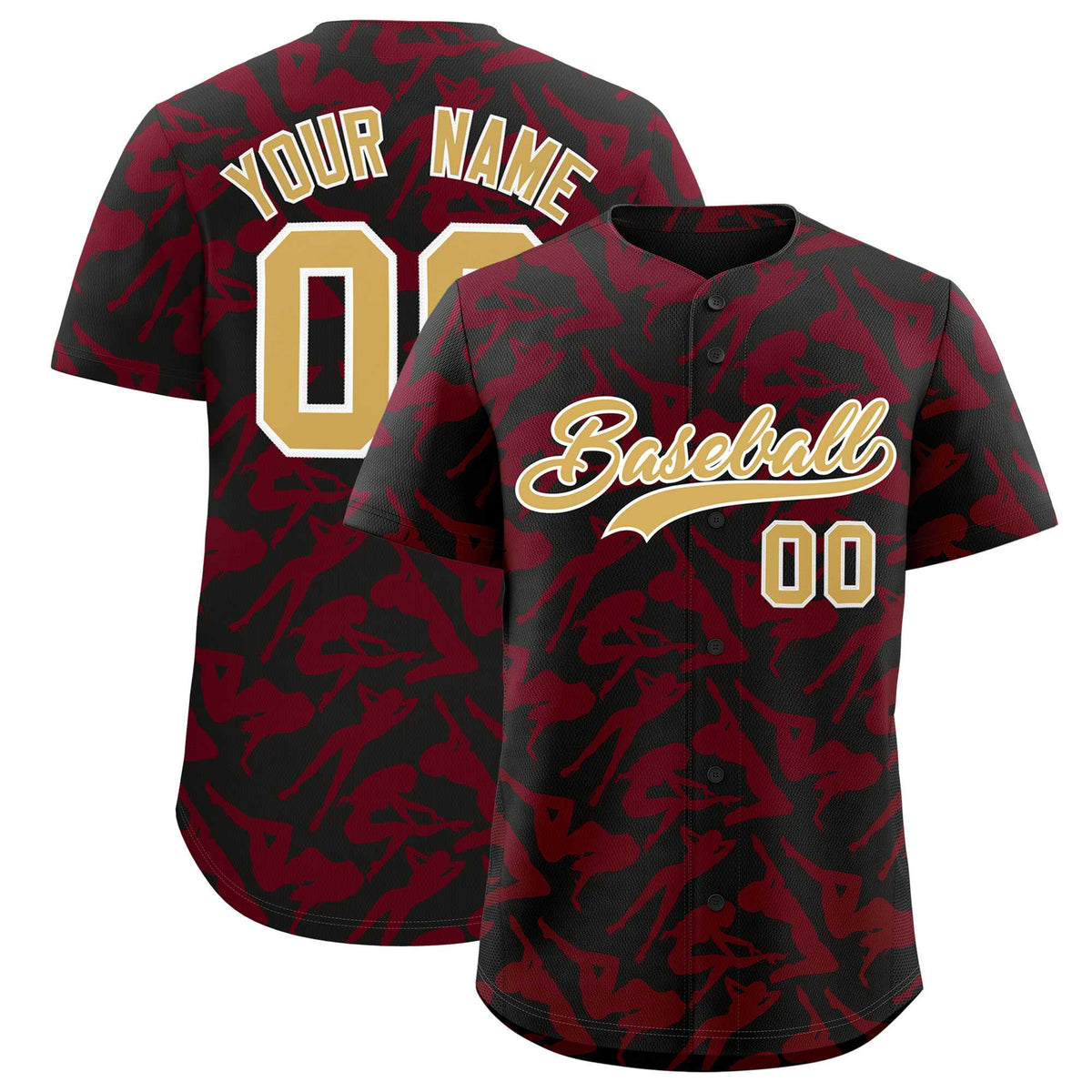 Custom Black Crimson Playboy Graffiti Pattern Authentic Baseball Jersey| KXKSHOP