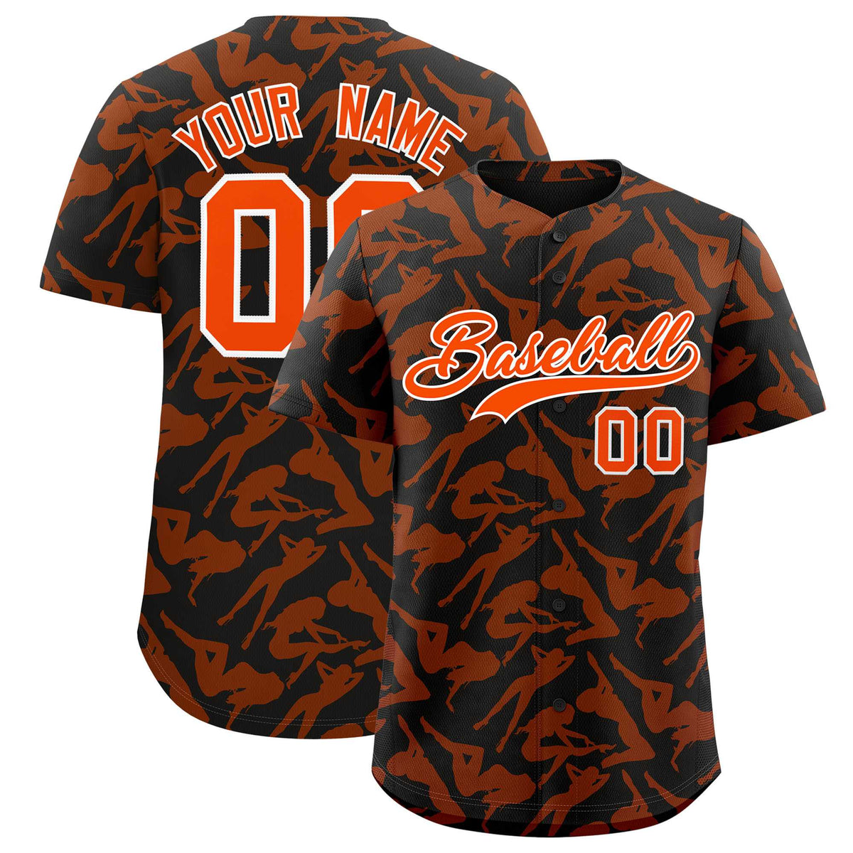 Custom Black Orange Playboy Graffiti Pattern Authentic Baseball Jersey| KXKSHOP
