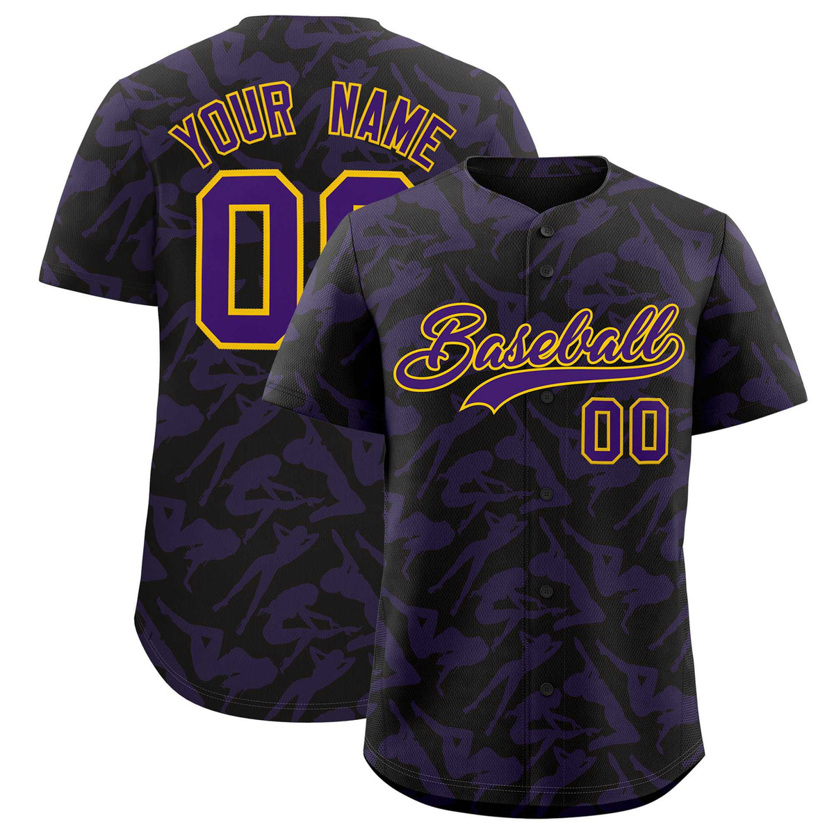 Custom Black Purple Playboy Graffiti Pattern Authentic Baseball Jersey| KXKSHOP