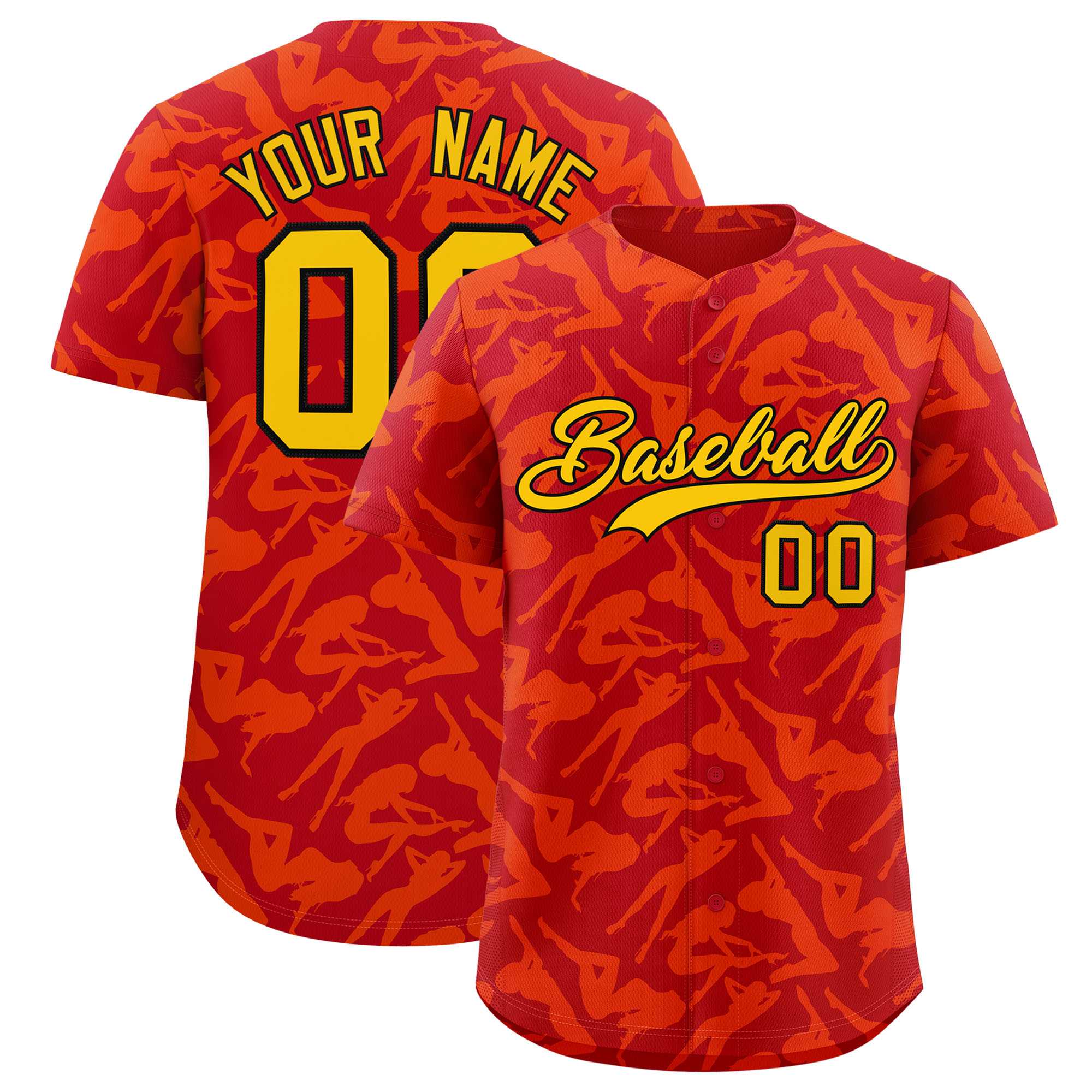 Custom Red Orange Playboy Graffiti Pattern Authentic Baseball Jersey| KXKSHOP
