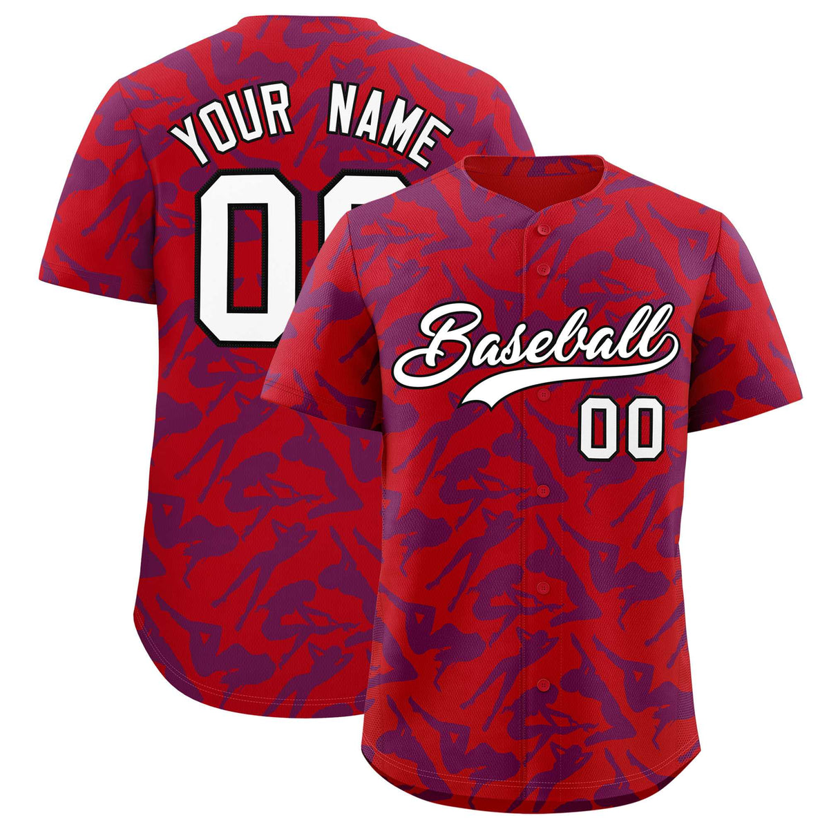 Custom Red Purple Playboy Graffiti Pattern Authentic Baseball Jersey| KXKSHOP