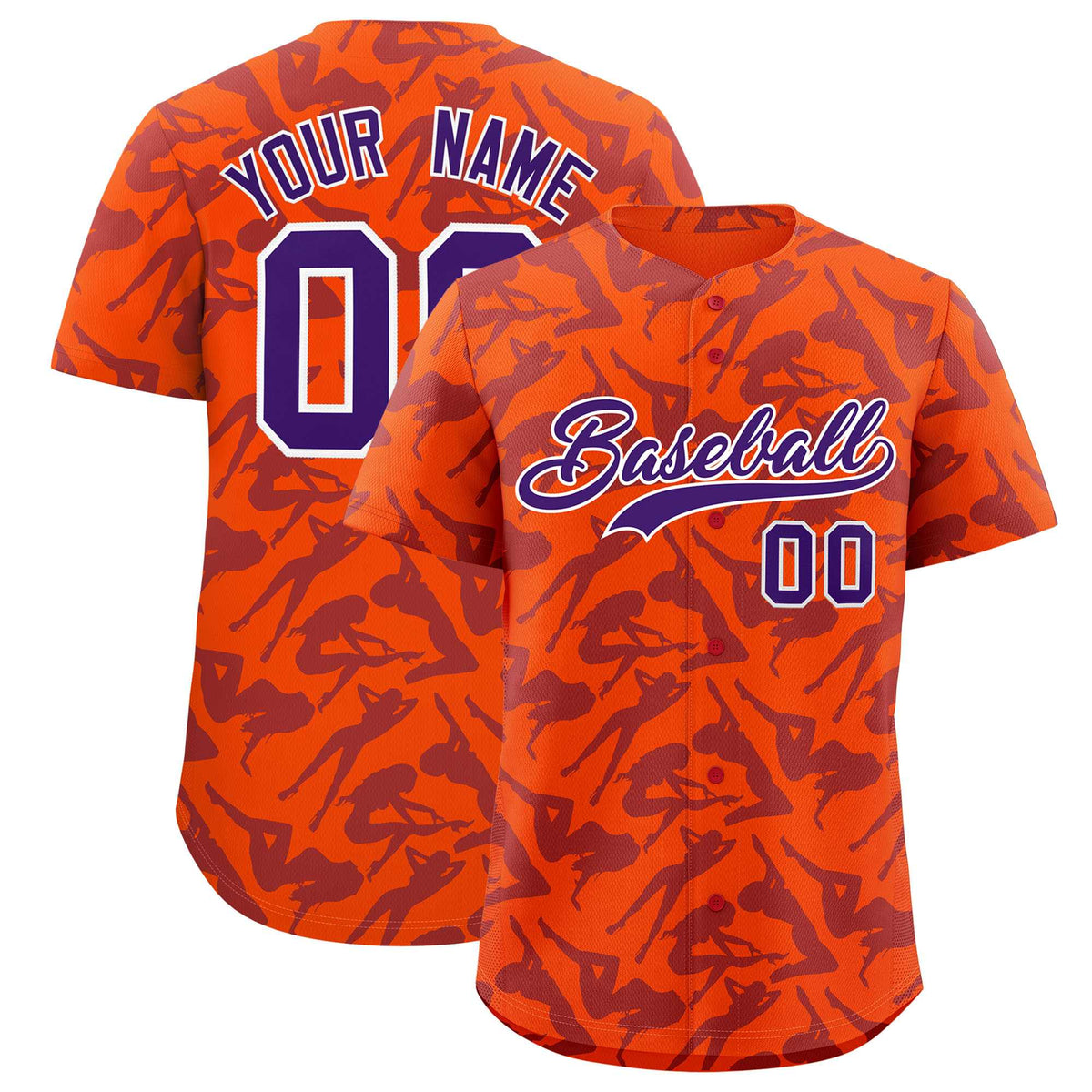 Custom Orange Purple Playboy Graffiti Pattern Authentic Baseball Jersey| KXKSHOP