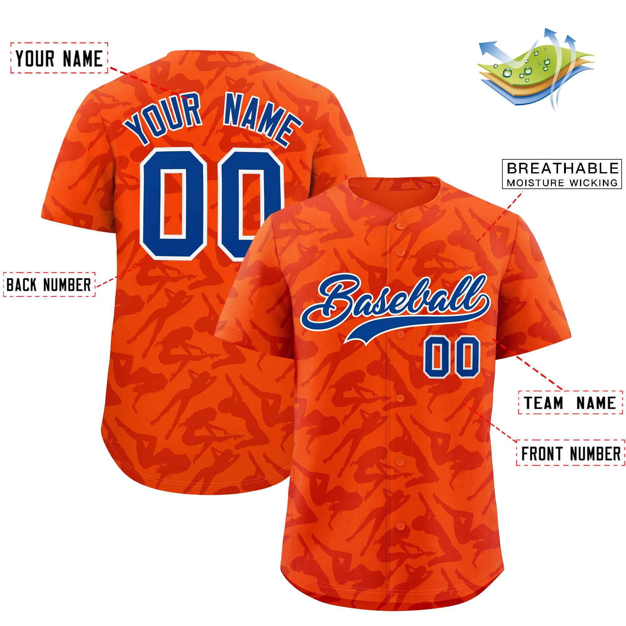 Custom Orange Red Playboy Graffiti Pattern Authentic Baseball Jersey| KXKSHOP