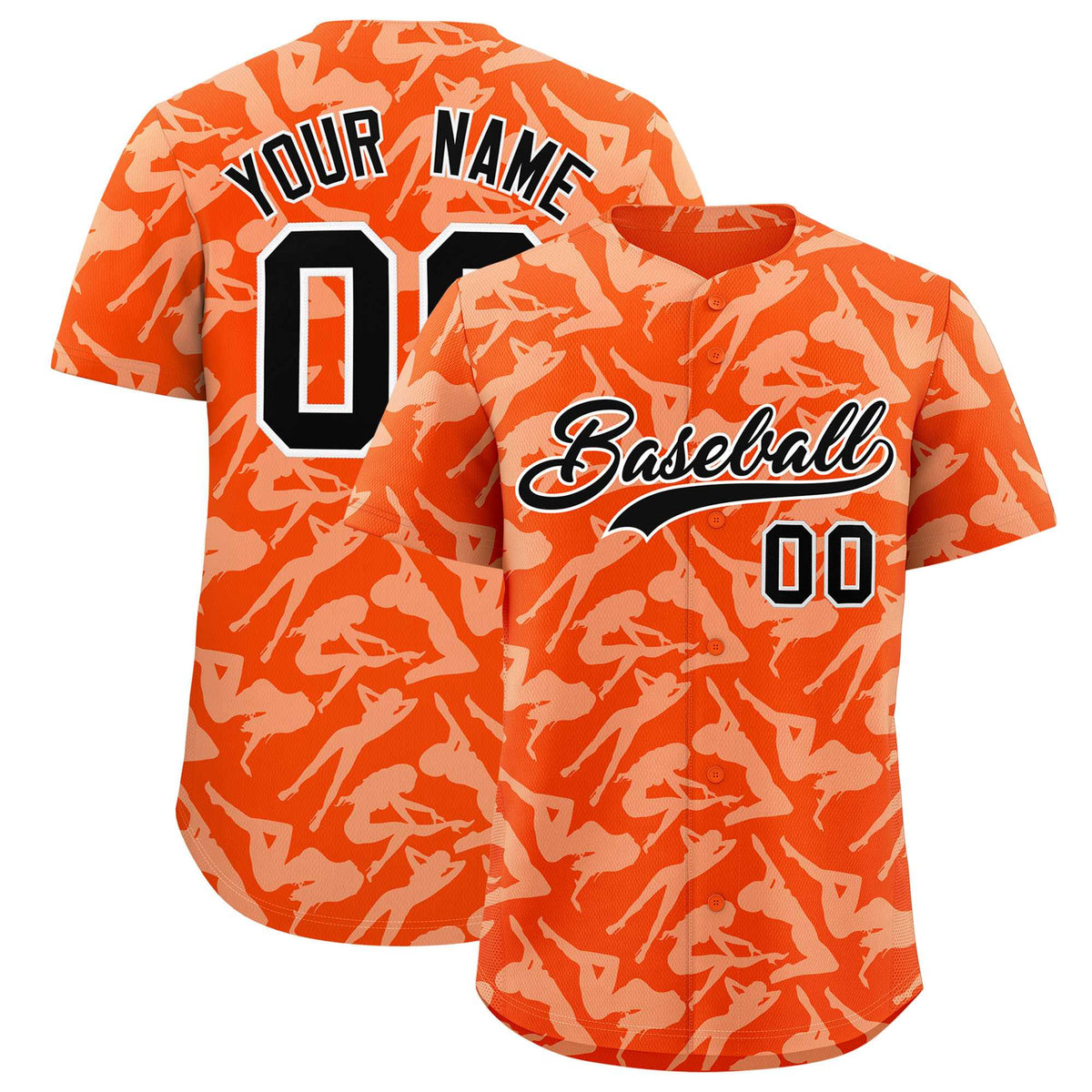 Custom Orange White Playboy Graffiti Pattern Authentic Baseball Jersey| KXKSHOP