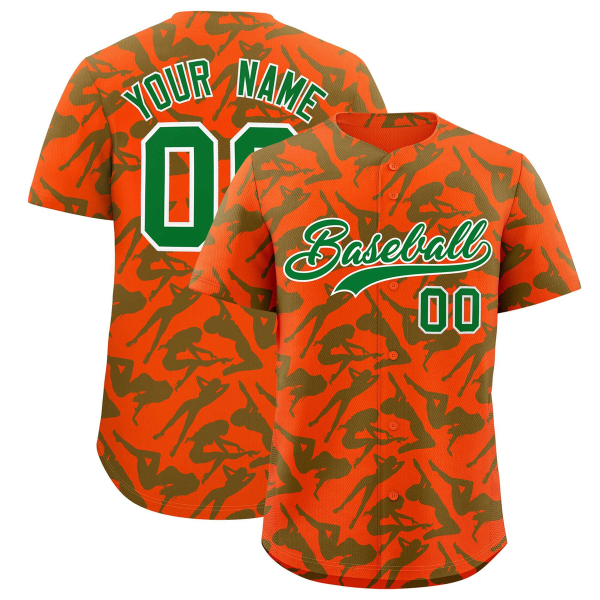 Custom Orange Kelly Green Playboy Graffiti Pattern Authentic Baseball Jersey| KXKSHOP