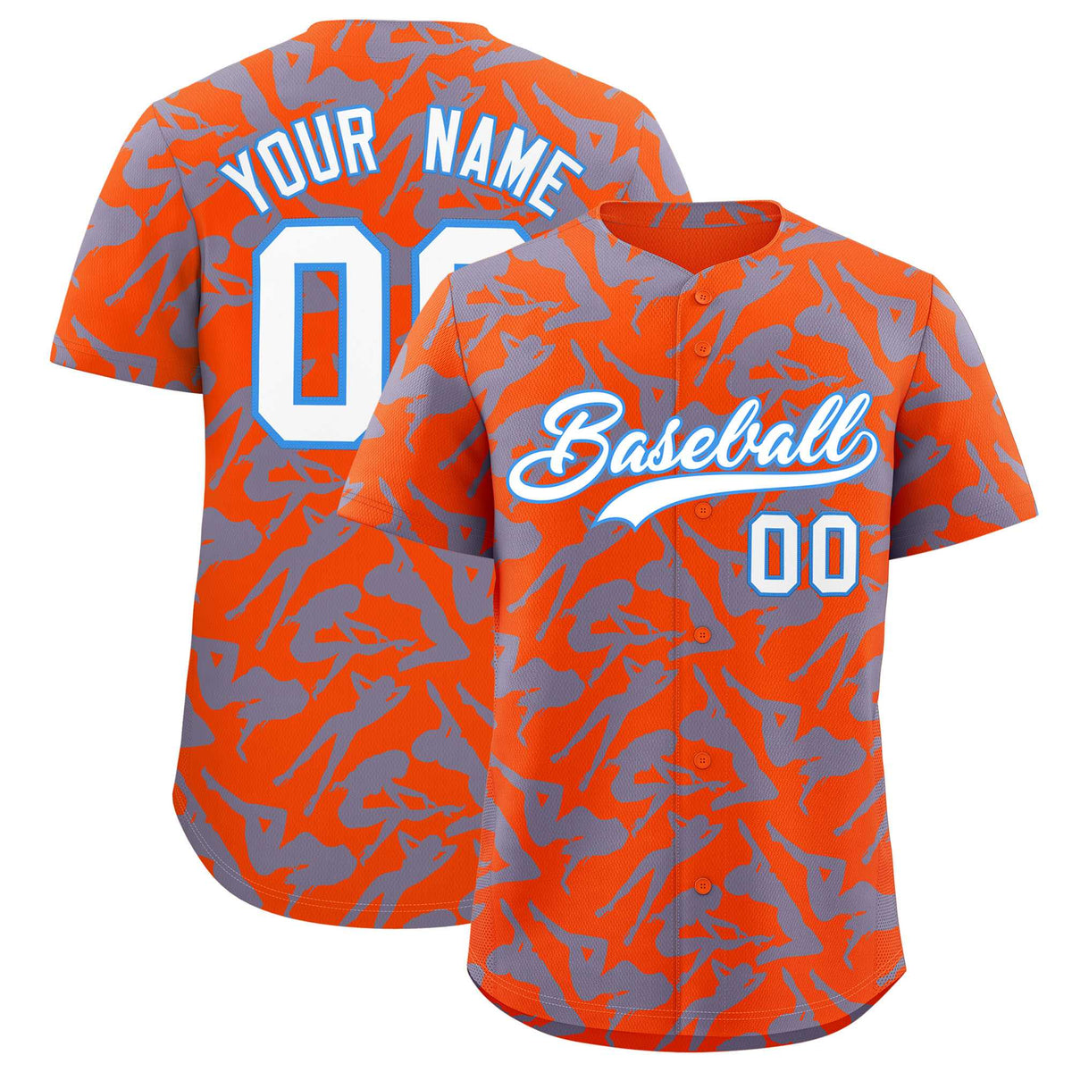 Custom Orange Light Blue Playboy Graffiti Pattern Authentic Baseball Jersey| KXKSHOP