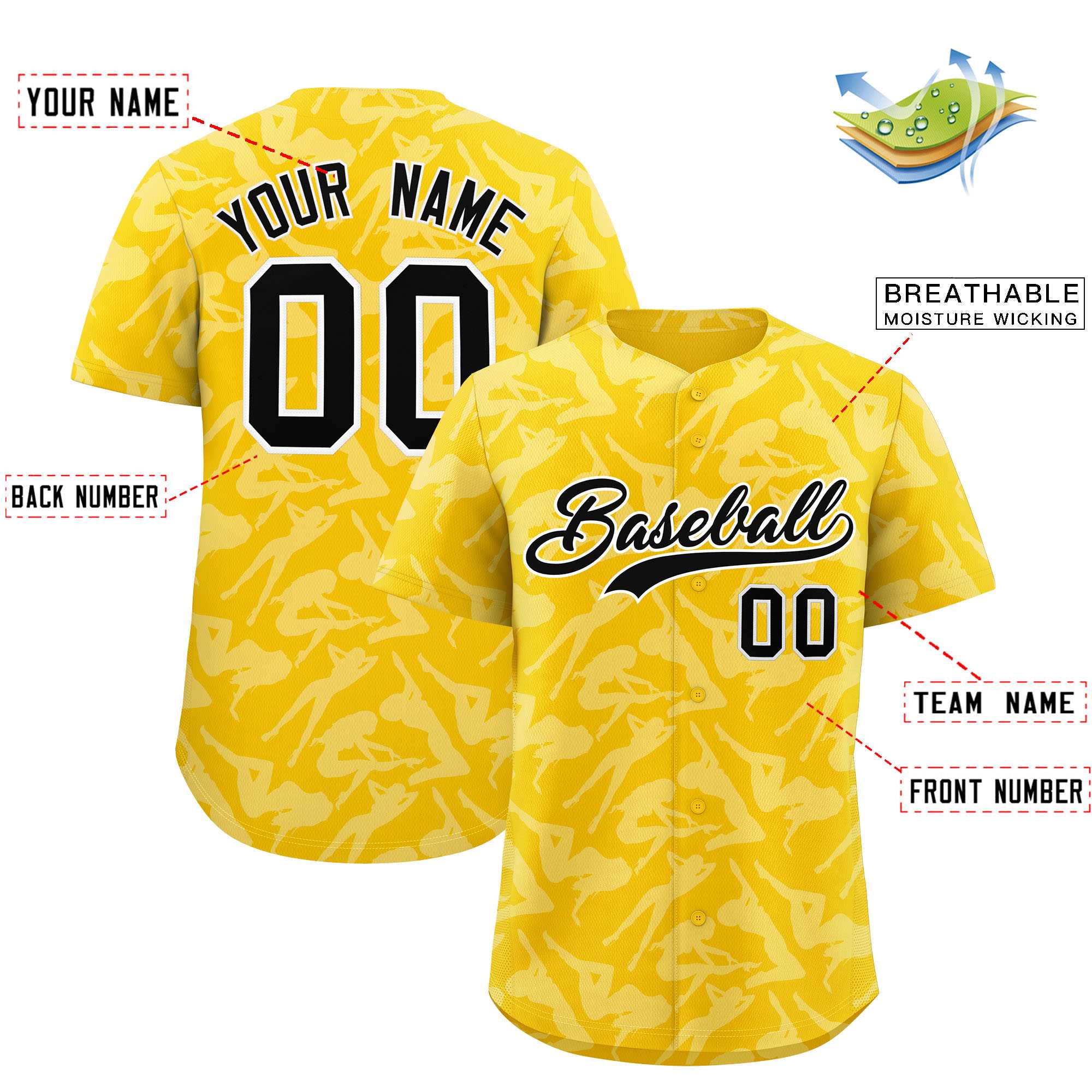 Custom Gold White Playboy Graffiti Pattern Authentic Baseball Jersey| KXKSHOP