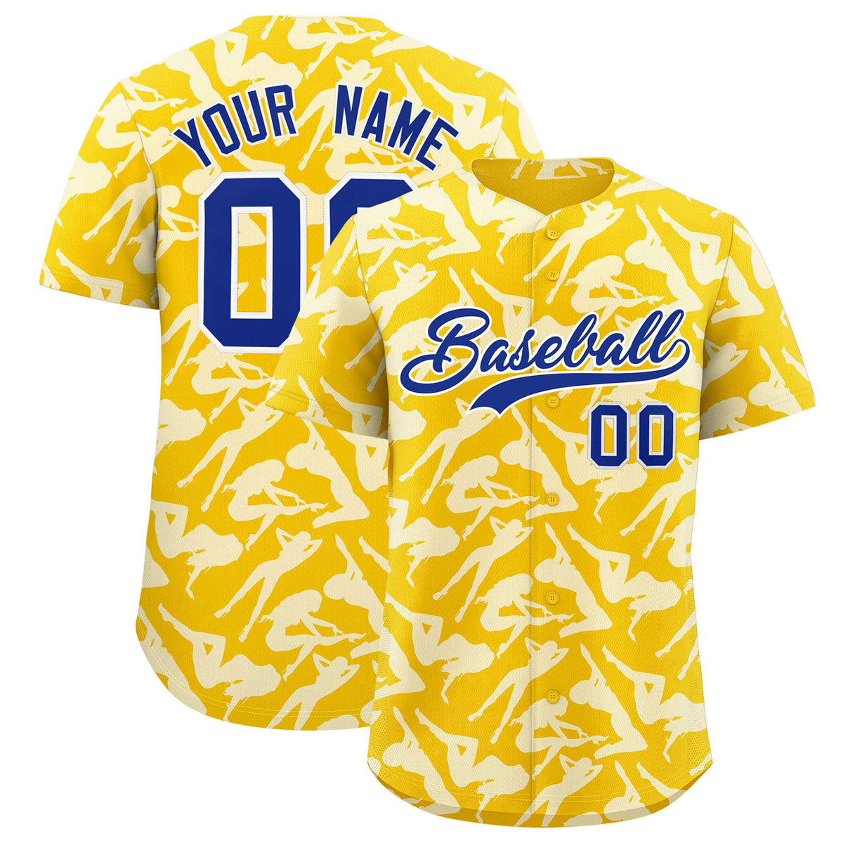 Custom Gold White Playboy Graffiti Pattern Authentic Baseball Jersey| KXKSHOP