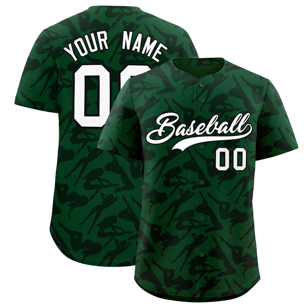 Custom Green Black Playboy Graffiti Pattern Authentic Baseball Jersey| KXKSHOP