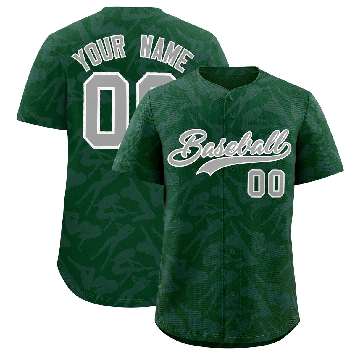Custom Green Gray Playboy Graffiti Pattern Authentic Baseball Jersey| KXKSHOP