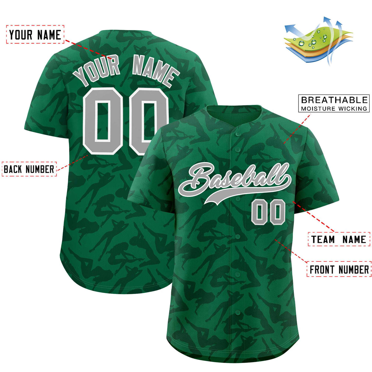 Custom Kelly Green Green Playboy Graffiti Pattern Authentic Baseball Jersey| KXKSHOP