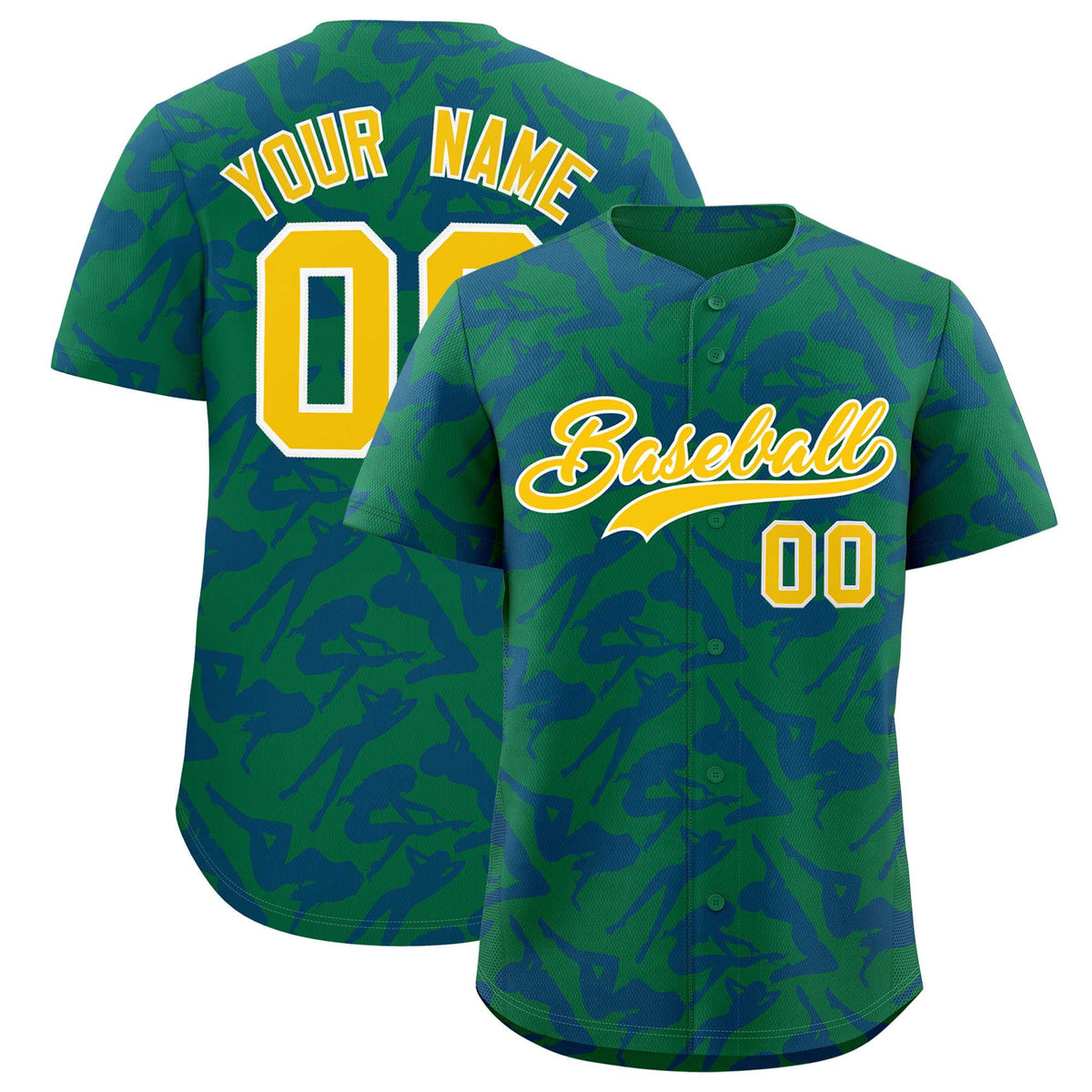 Custom Kelly Green Royal Playboy Graffiti Pattern Authentic Baseball Jersey| KXKSHOP