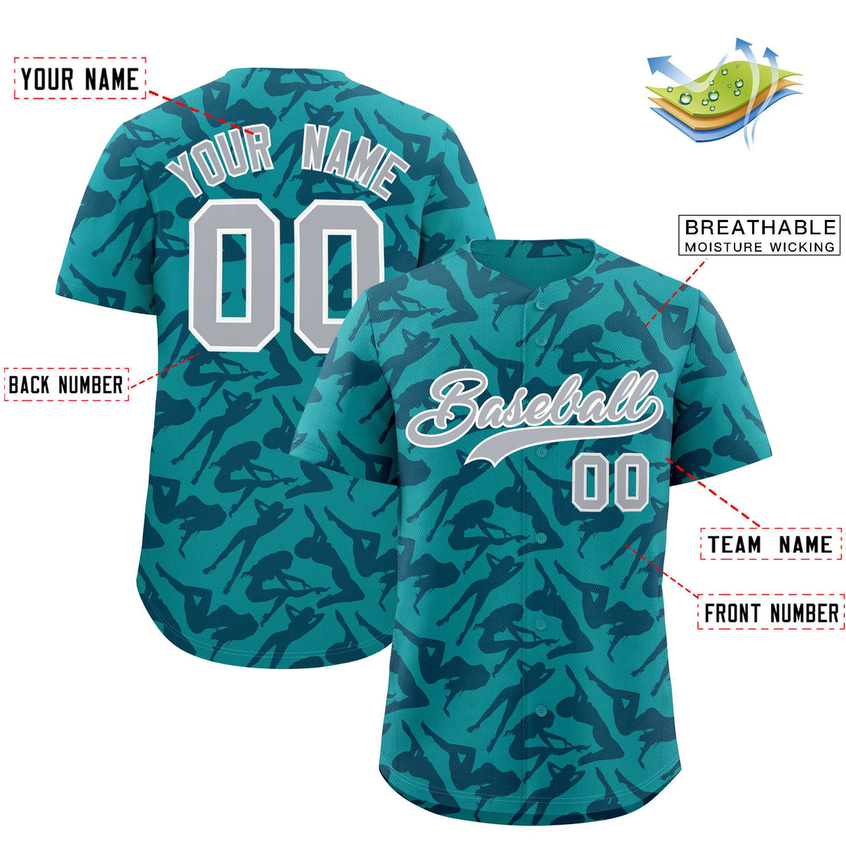 Custom Aqua Navy Playboy Graffiti Pattern Authentic Baseball Jersey| KXKSHOP