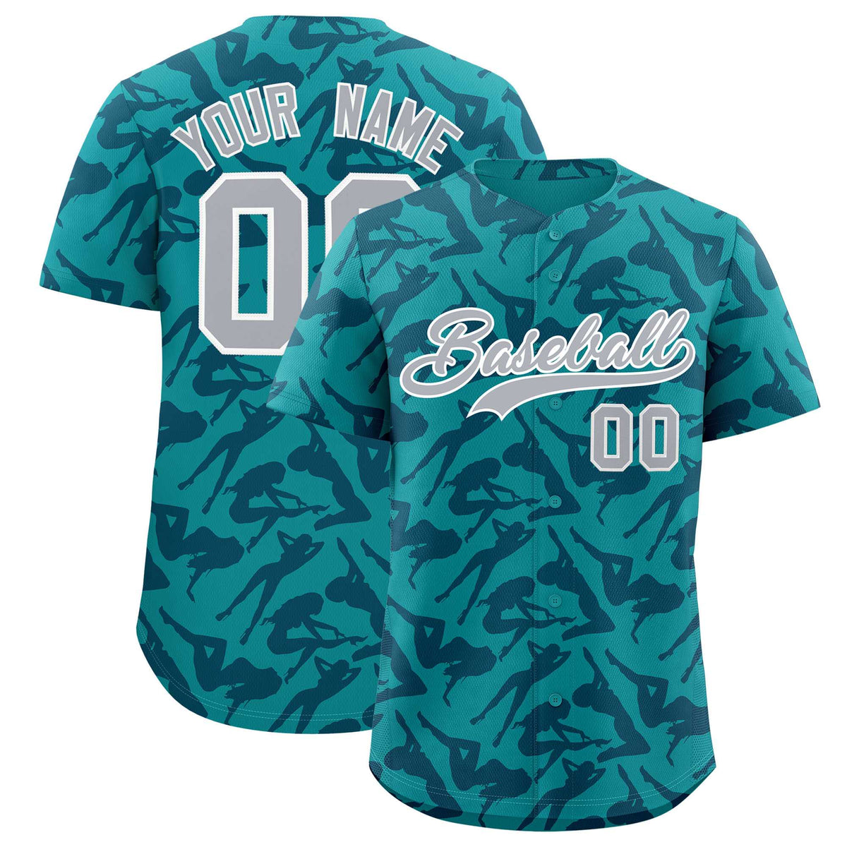 Custom Aqua Navy Playboy Graffiti Pattern Authentic Baseball Jersey| KXKSHOP