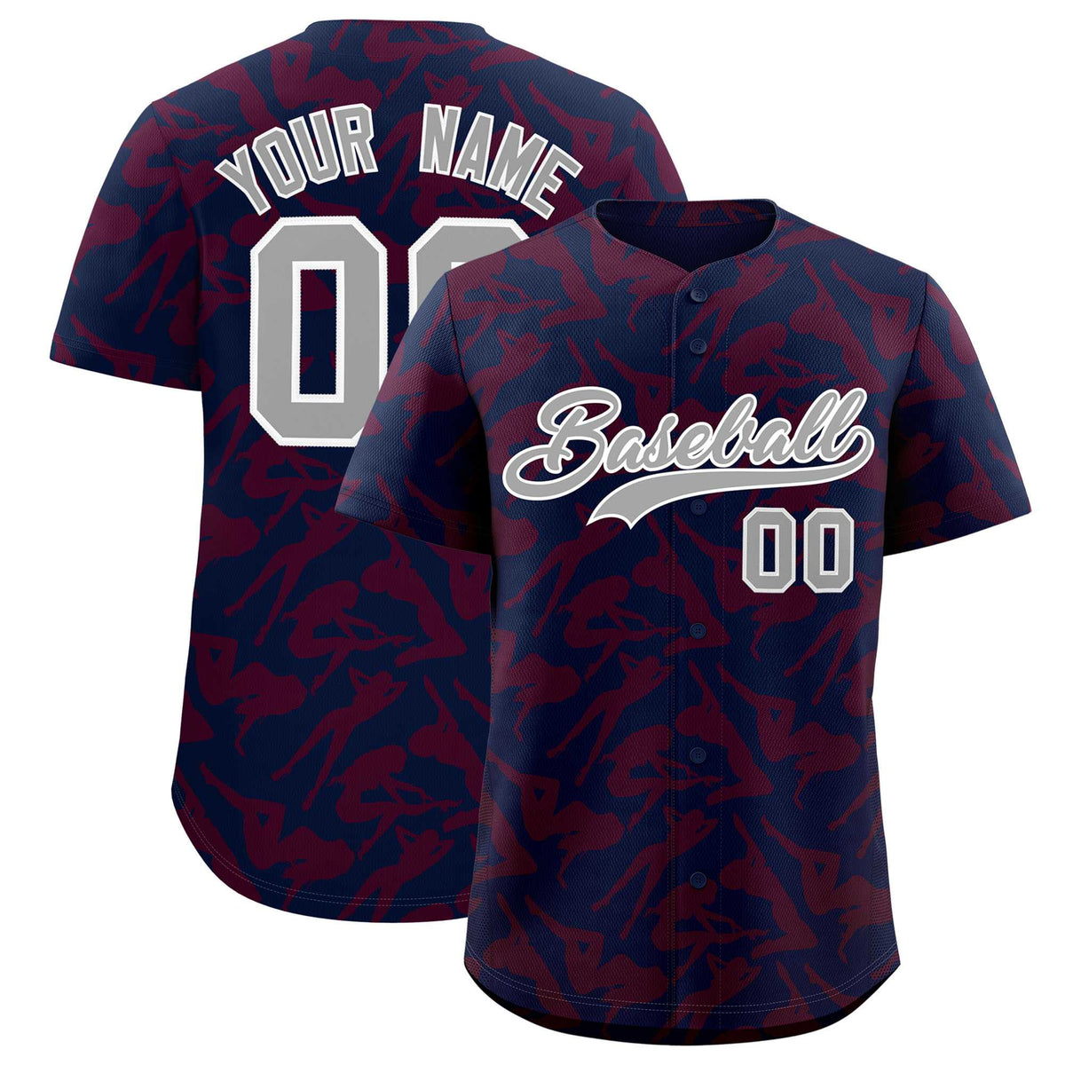 Custom Navy Crimson Playboy Graffiti Pattern Authentic Baseball Jersey| KXKSHOP