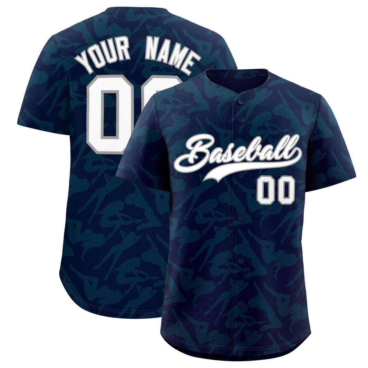 Custom Navy Aqua Playboy Graffiti Pattern Authentic Baseball Jersey| KXKSHOP