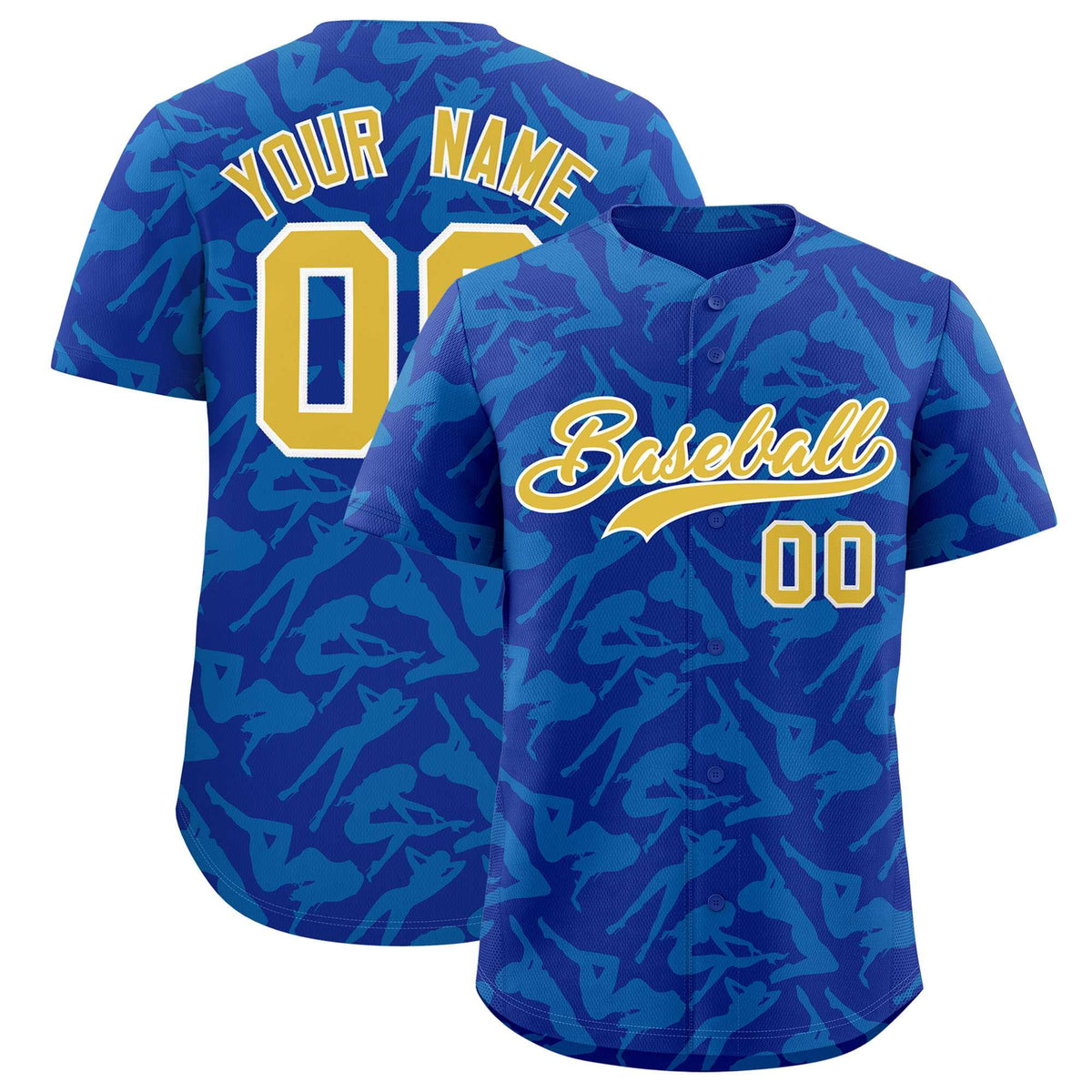 Custom Royal Powder Blue Playboy Graffiti Pattern Authentic Baseball Jersey| KXKSHOP