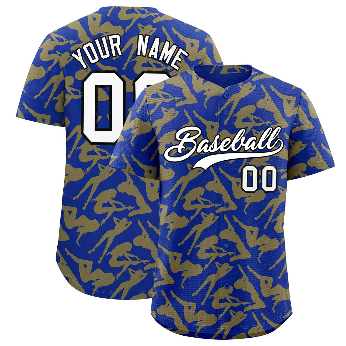 Custom Royal Gold Playboy Graffiti Pattern Authentic Baseball Jersey| KXKSHOP