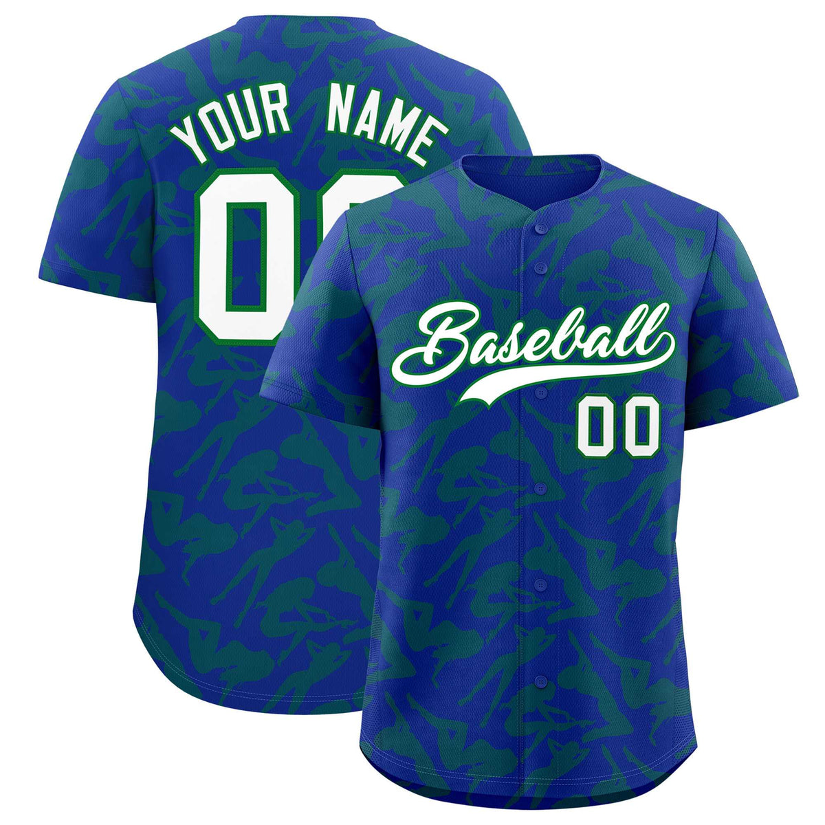 Custom Royal Kelly Green Playboy Graffiti Pattern Authentic Baseball Jersey| KXKSHOP