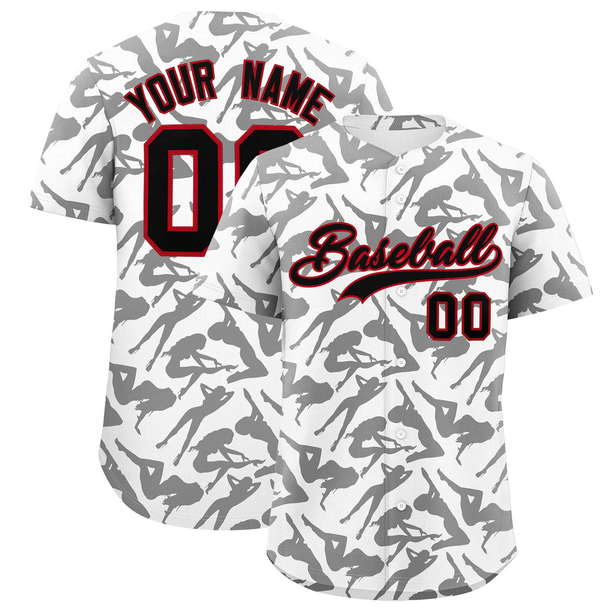 Custom White Black Playboy Graffiti Pattern Authentic Baseball Jersey| KXKSHOP