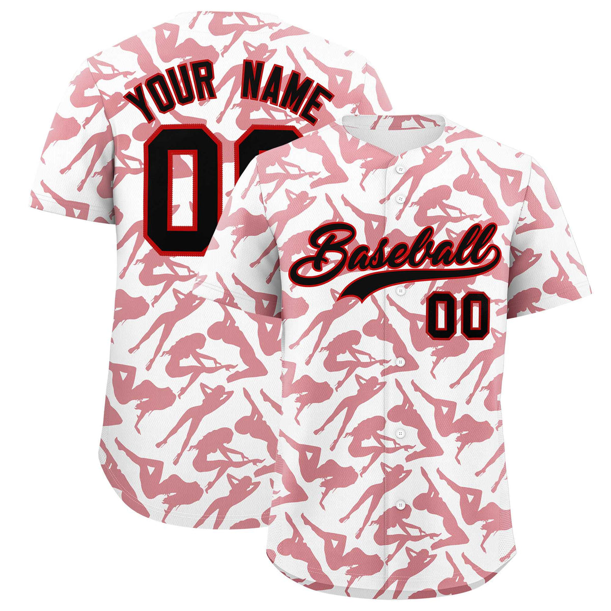 Custom White Red Playboy Graffiti Pattern Authentic Baseball Jersey| KXKSHOP