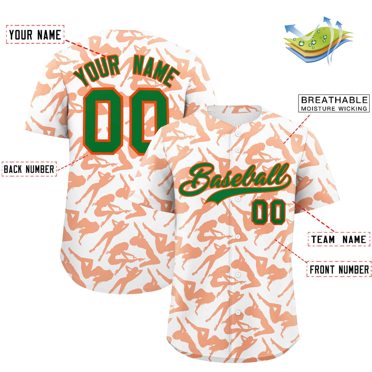 Custom White Orange Playboy Graffiti Pattern Authentic Baseball Jersey| KXKSHOP