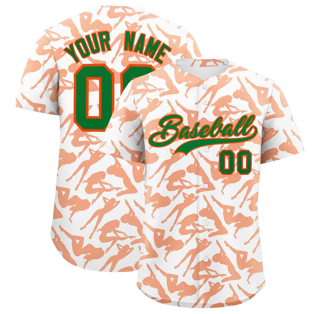 Custom White Orange Playboy Graffiti Pattern Authentic Baseball Jersey| KXKSHOP