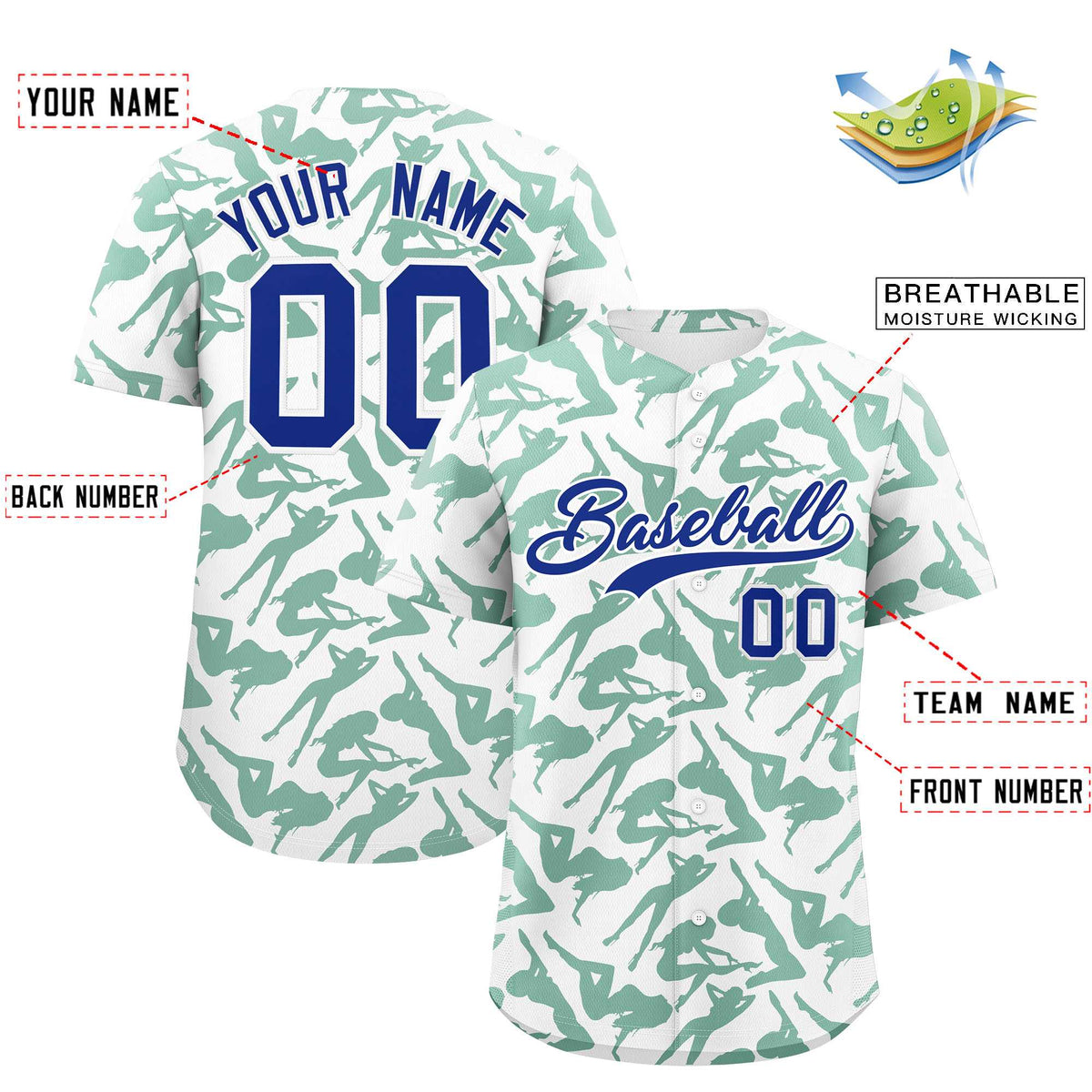Custom White Kelly Green Playboy Graffiti Pattern Authentic Baseball Jersey| KXKSHOP