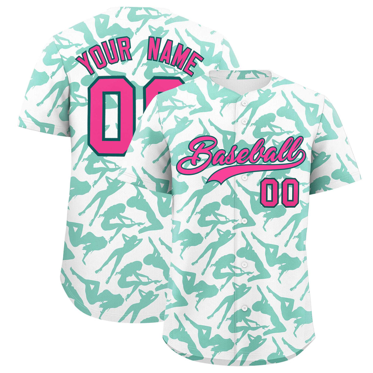 Custom White Bright Green Playboy Graffiti Pattern Authentic Baseball Jersey| KXKSHOP