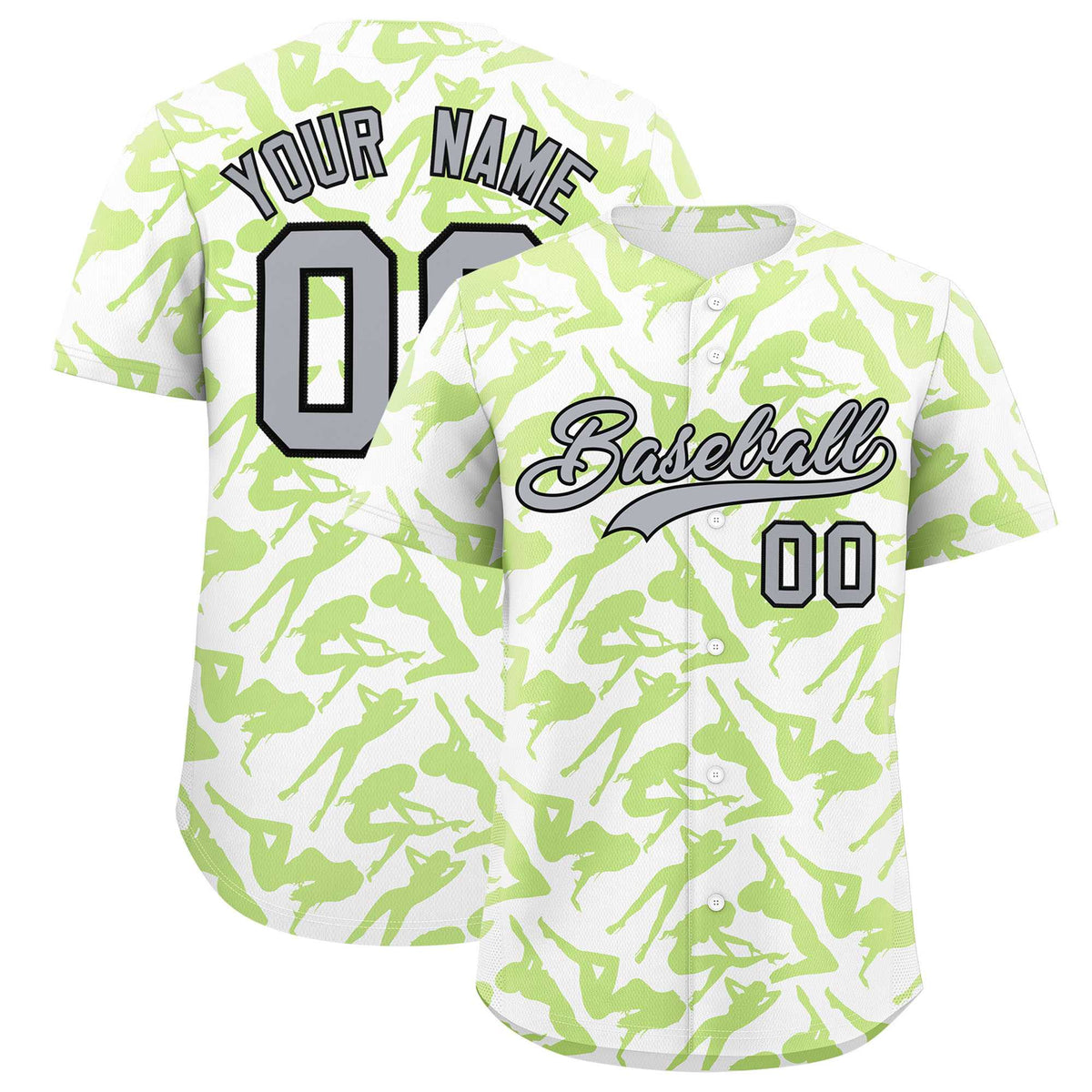 Custom White Neon Green Playboy Graffiti Pattern Authentic Baseball Jersey| KXKSHOP