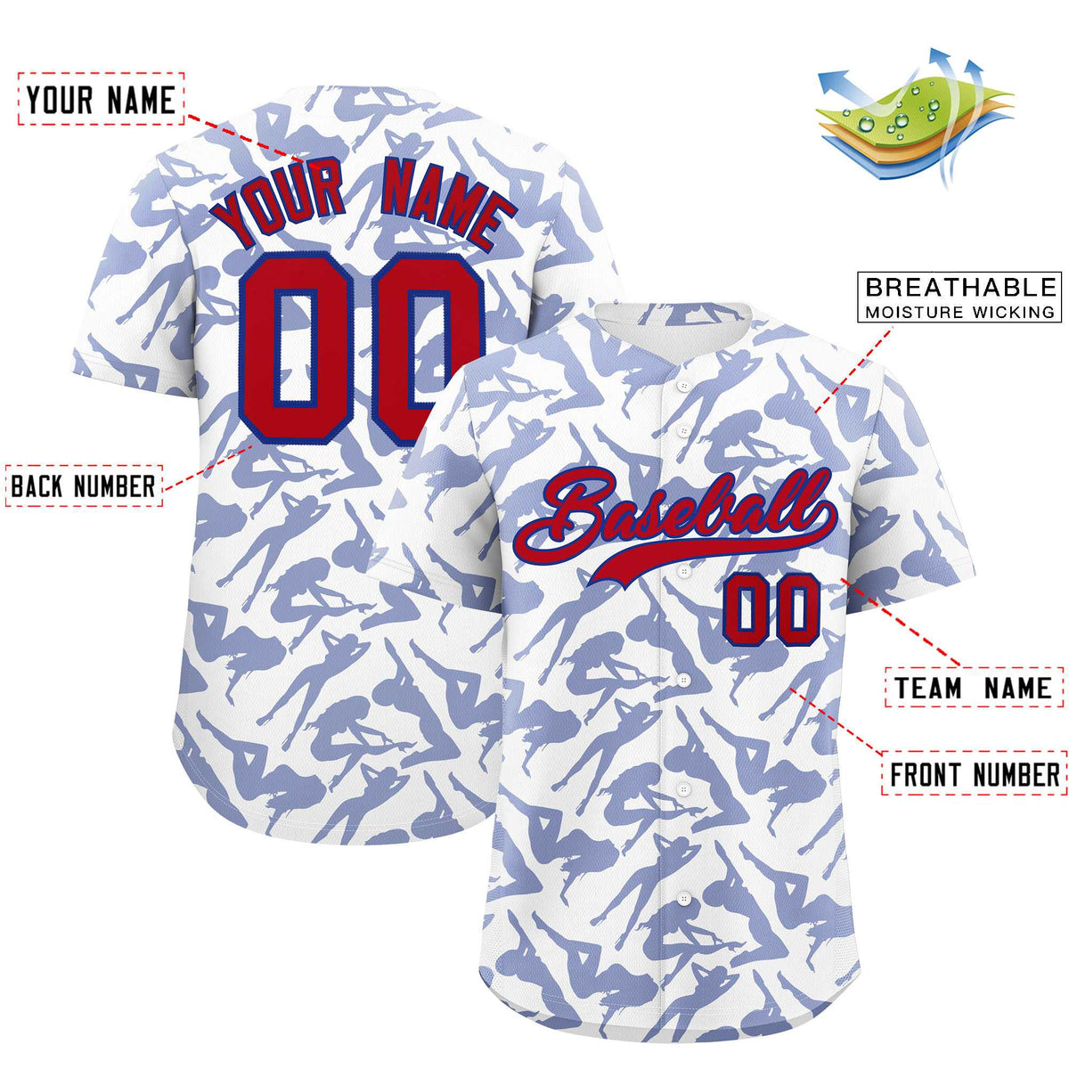 Custom White Royal Playboy Graffiti Pattern Authentic Baseball Jersey| KXKSHOP