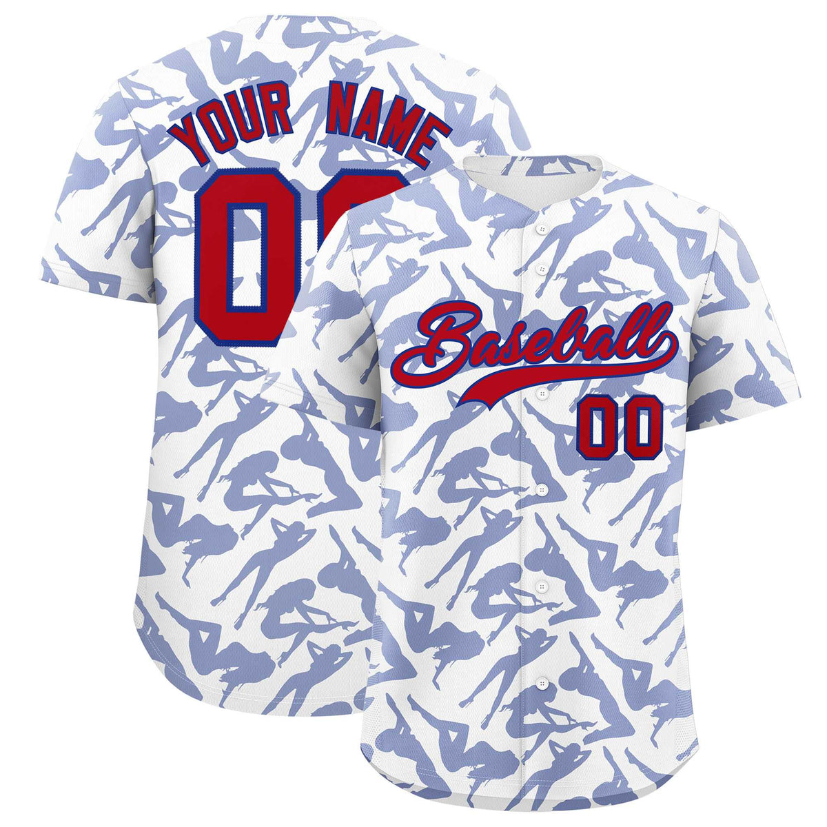 Custom White Royal Playboy Graffiti Pattern Authentic Baseball Jersey| KXKSHOP