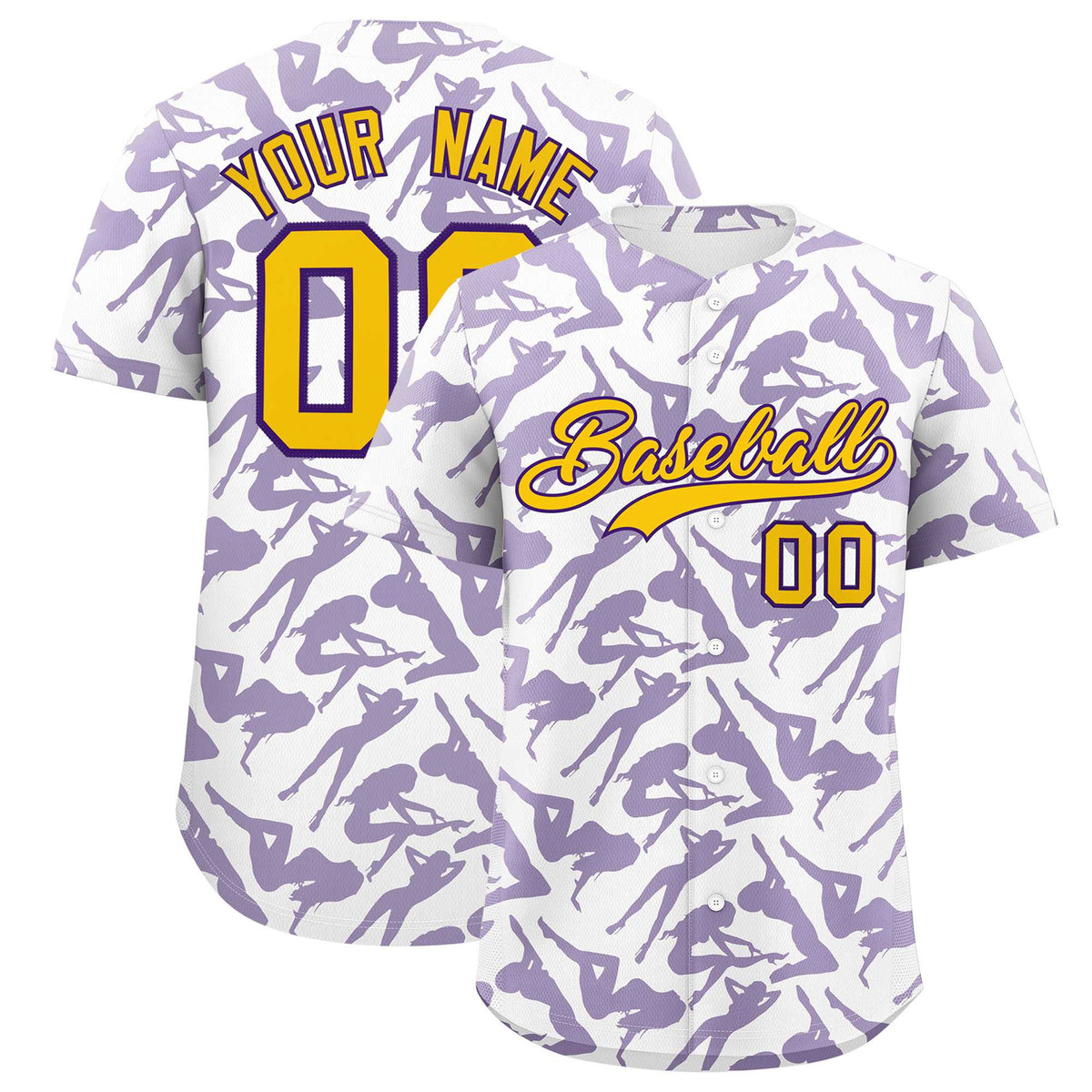 Custom White Purple Playboy Graffiti Pattern Authentic Baseball Jersey| KXKSHOP