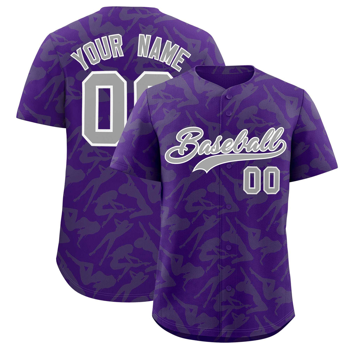 Custom Purple Gray Playboy Graffiti Pattern Authentic Baseball Jersey| KXKSHOP