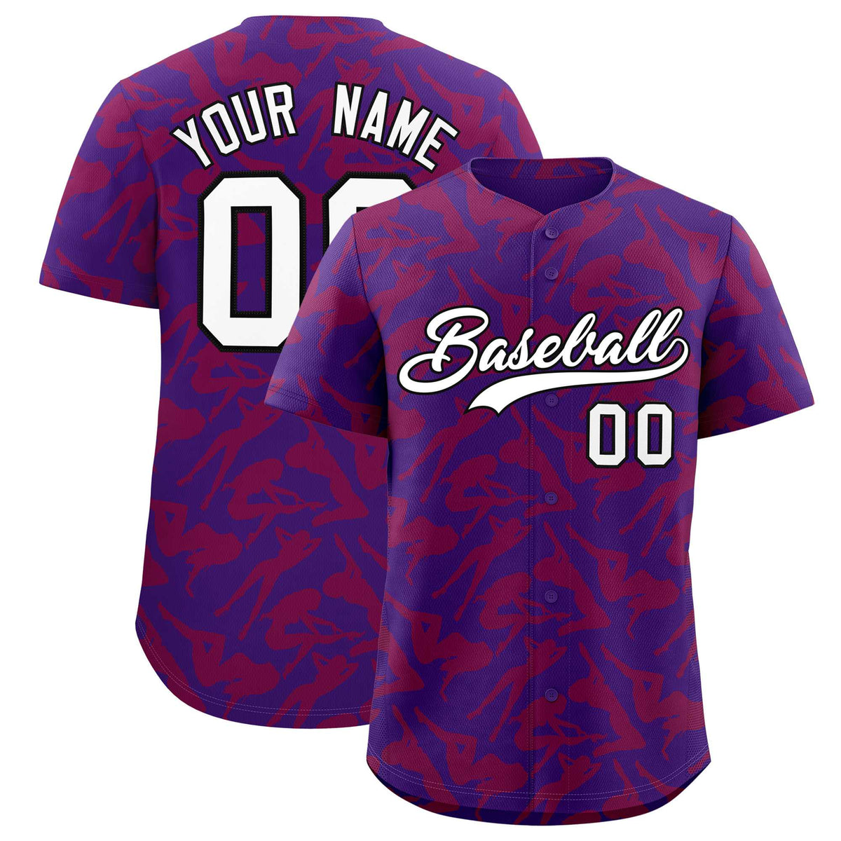 Custom Purple Red Playboy Graffiti Pattern Authentic Baseball Jersey| KXKSHOP