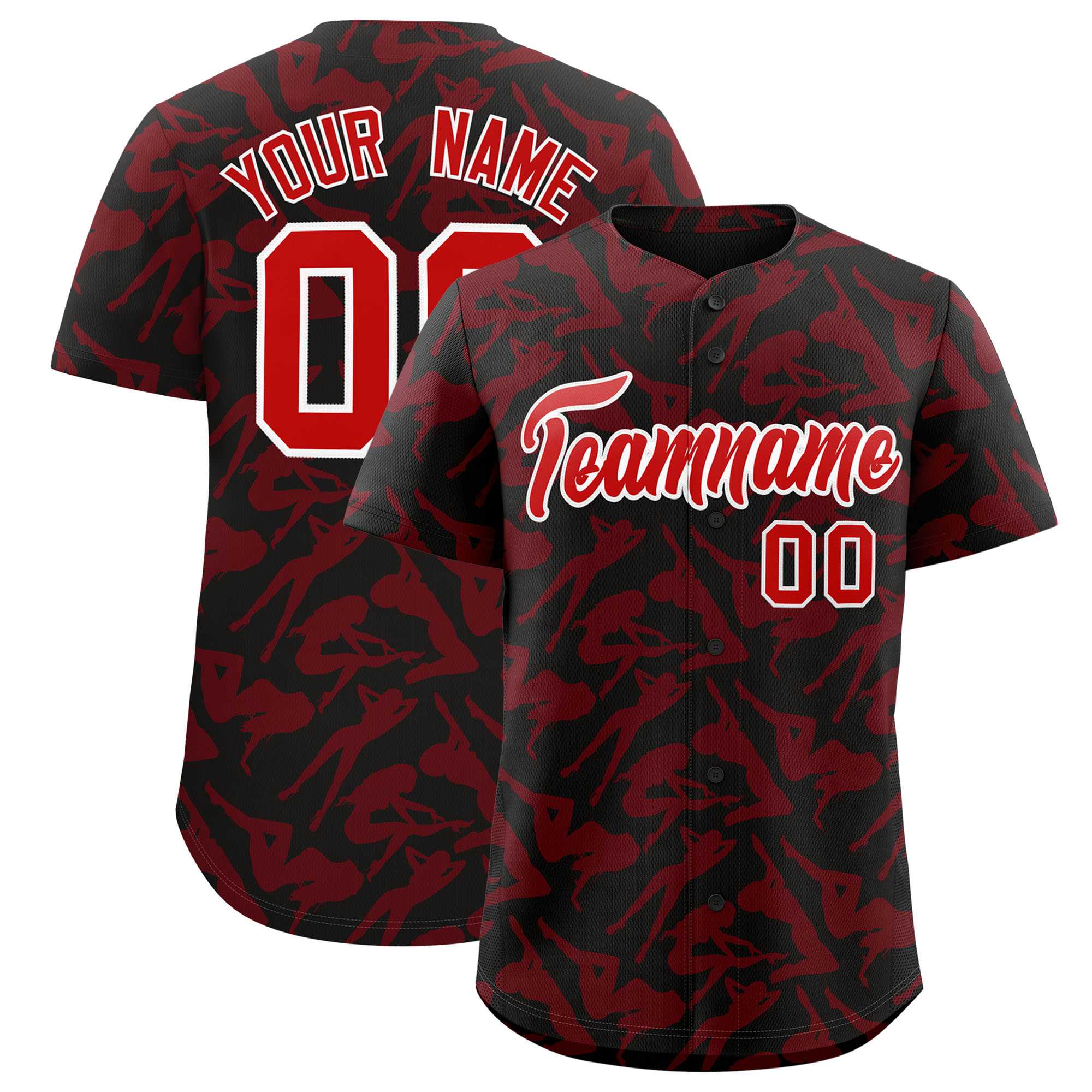 Custom Black Red Playboy Graffiti Pattern Authentic Baseball Jersey| KXKSHOP