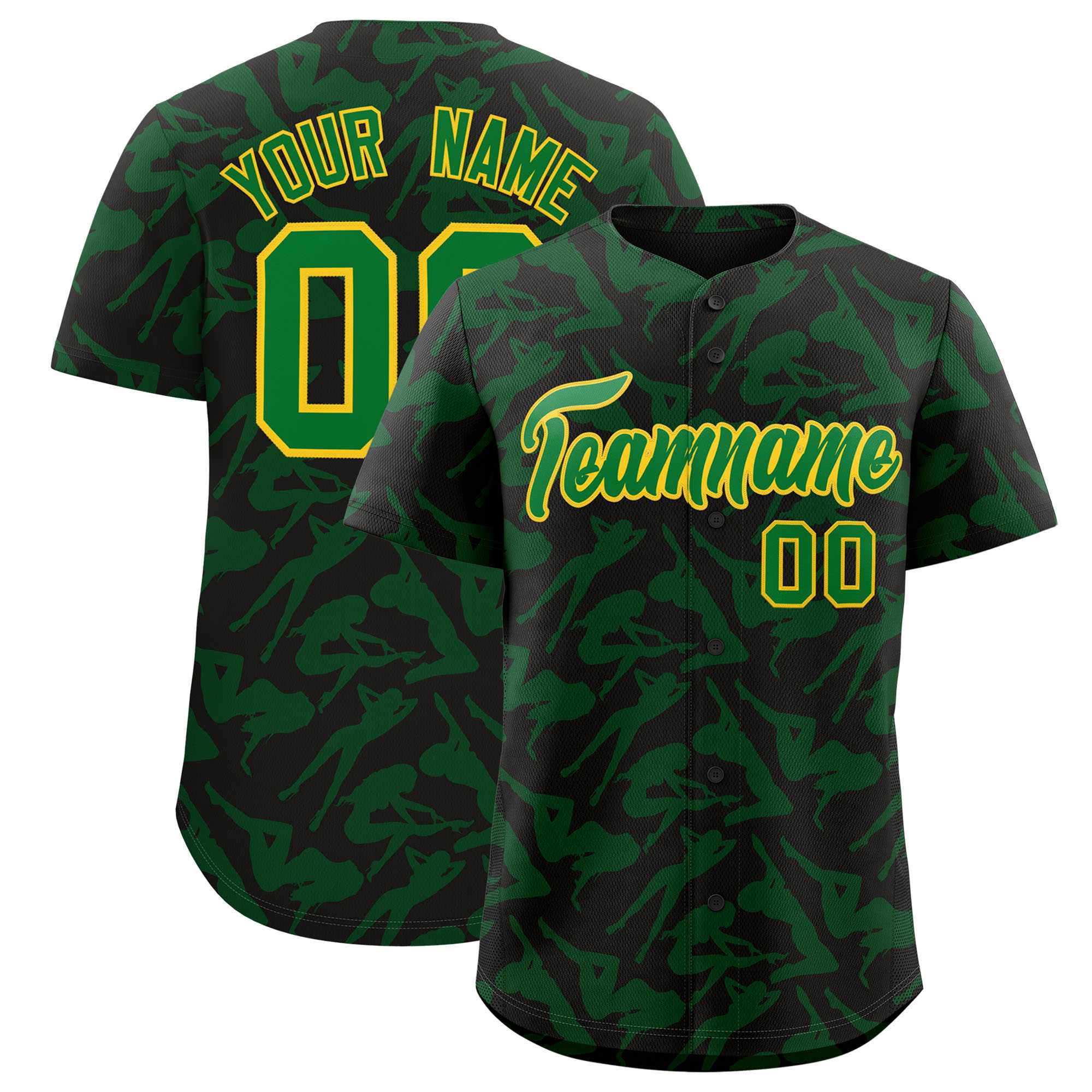 Custom Black Kelly Green Playboy Graffiti Pattern Authentic Baseball Jersey| KXKSHOP