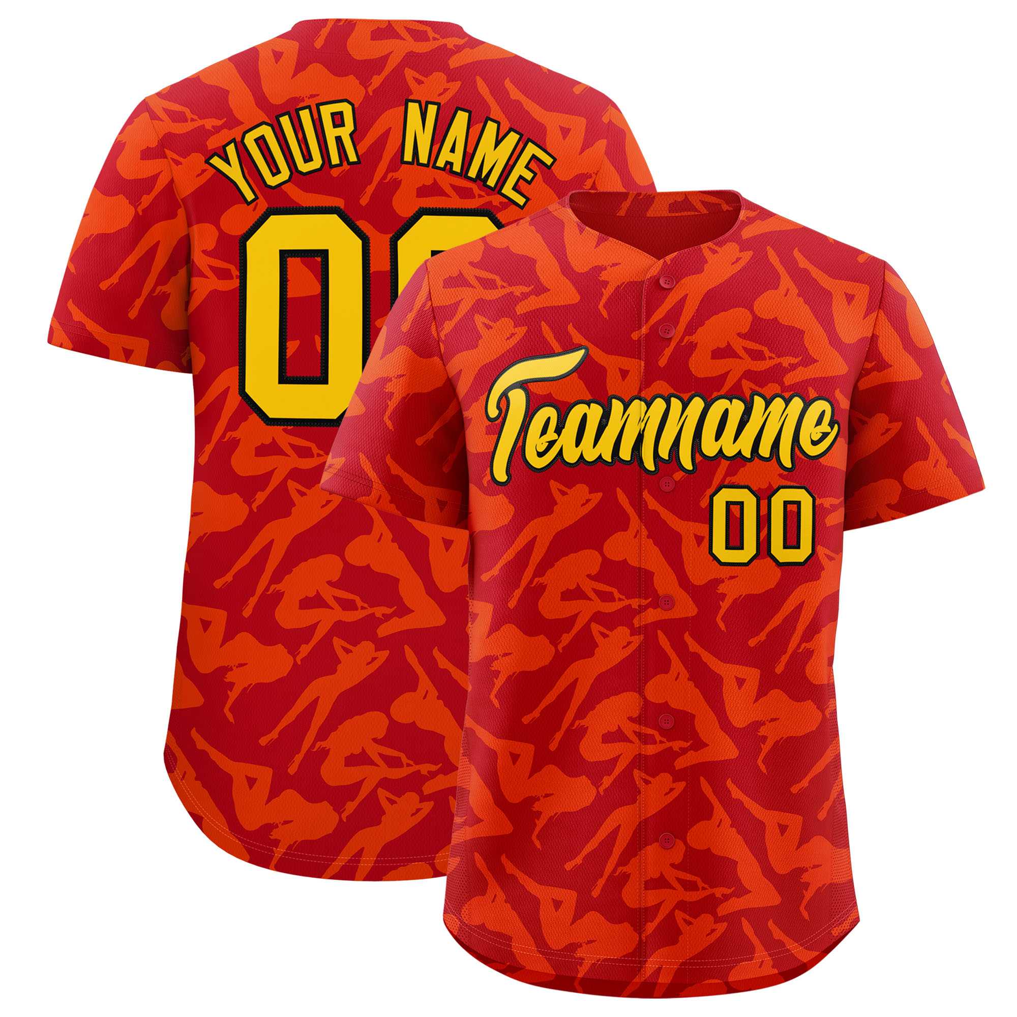 Custom Red Orange Playboy Graffiti Pattern Authentic Baseball Jersey| KXKSHOP