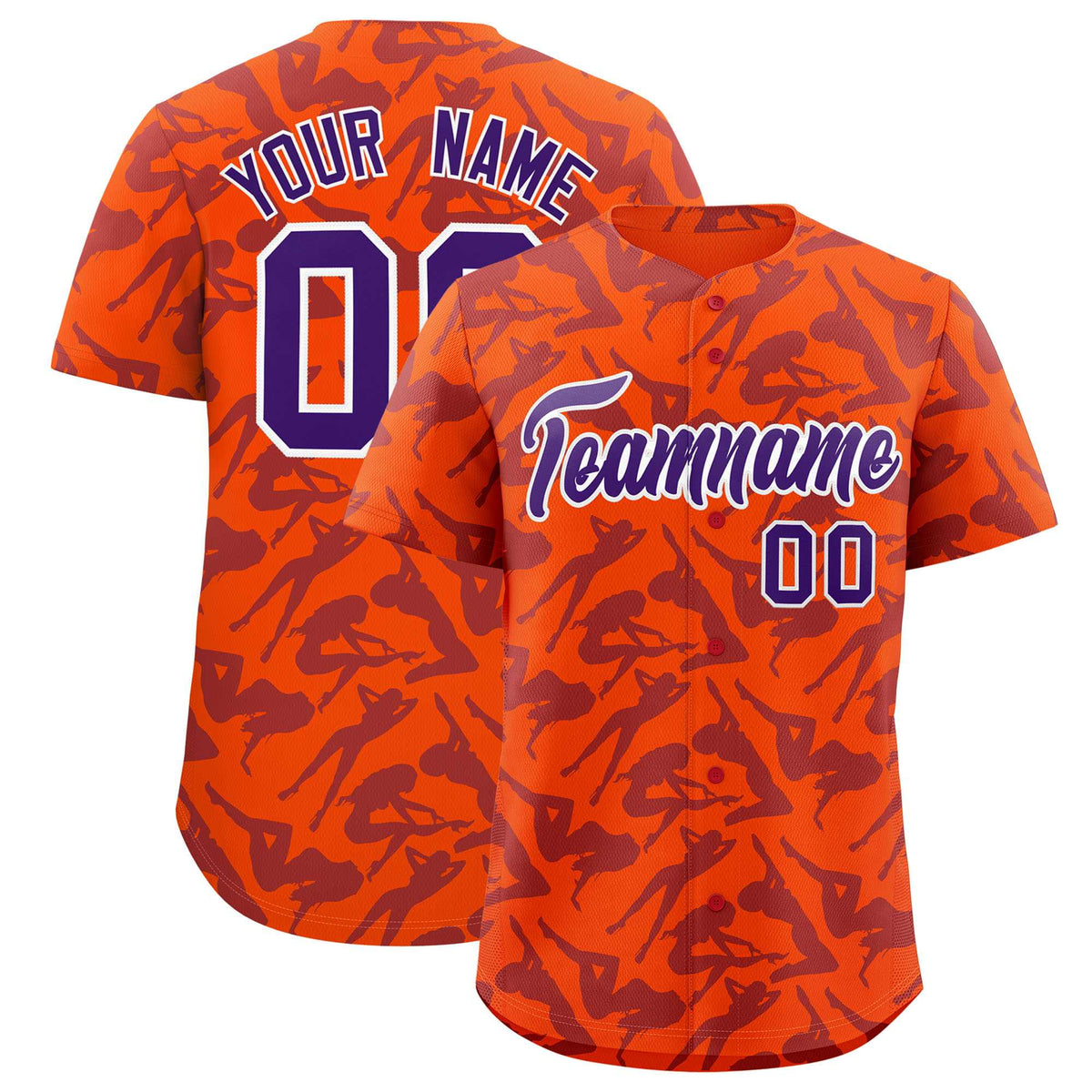 Custom Orange Purple Playboy Graffiti Pattern Authentic Baseball Jersey| KXKSHOP
