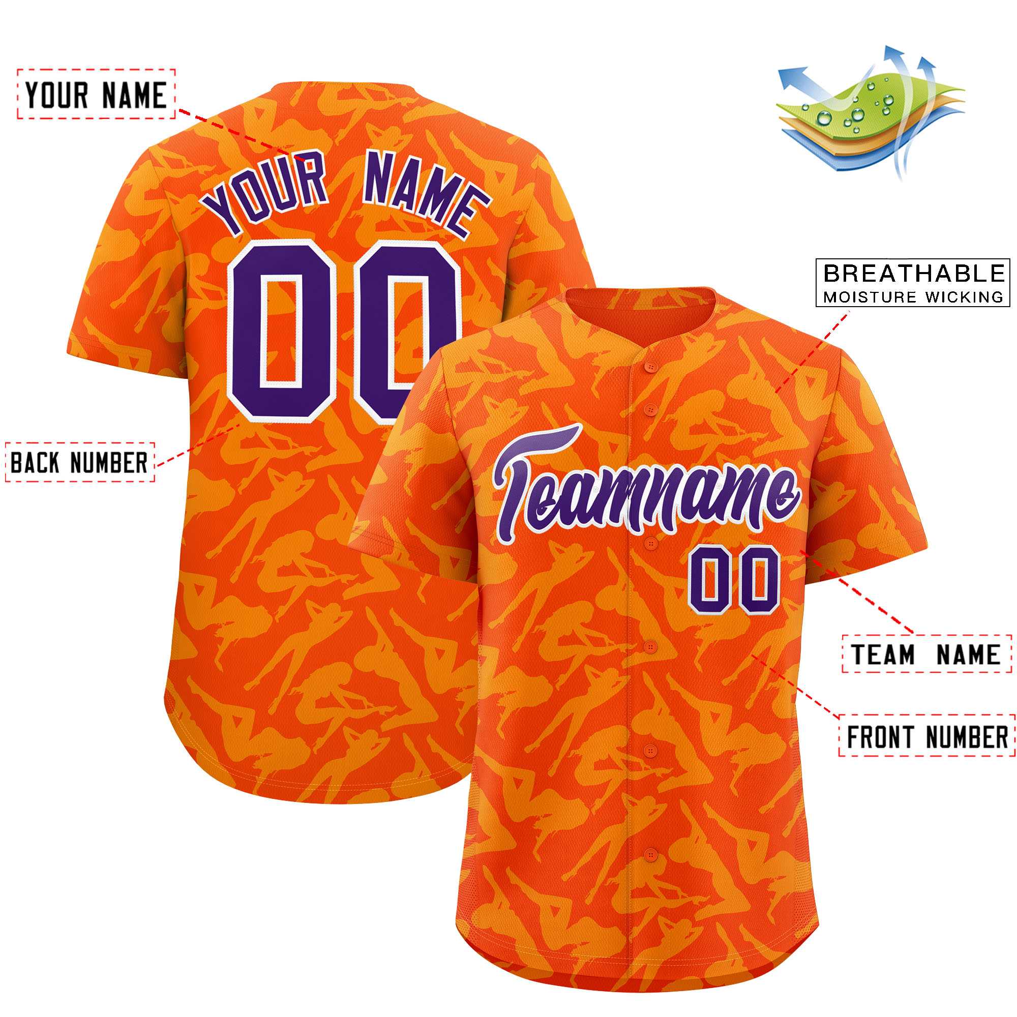 Custom Orange Gold Playboy Graffiti Pattern Authentic Baseball Jersey| KXKSHOP