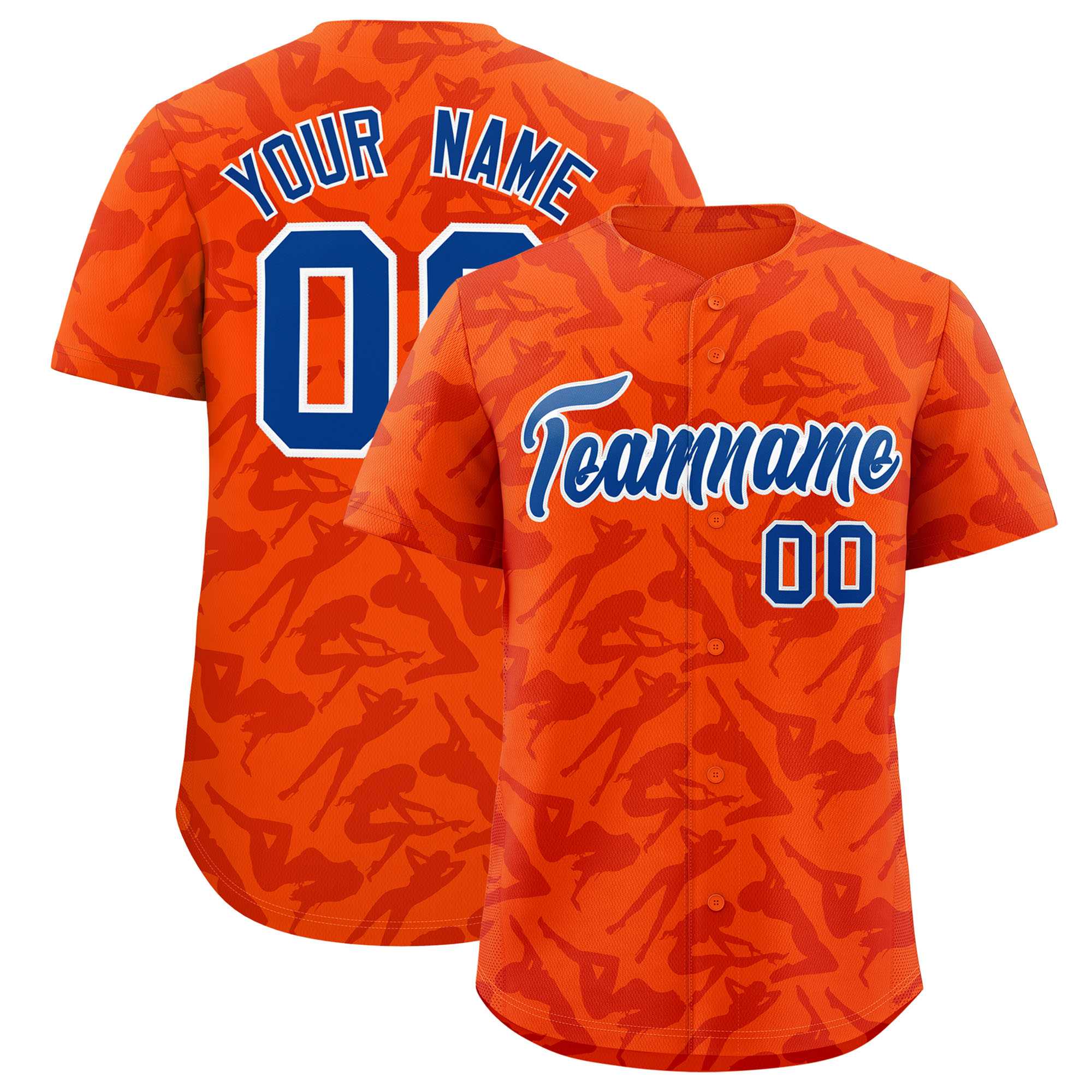 Custom Orange Red Playboy Graffiti Pattern Authentic Baseball Jersey| KXKSHOP