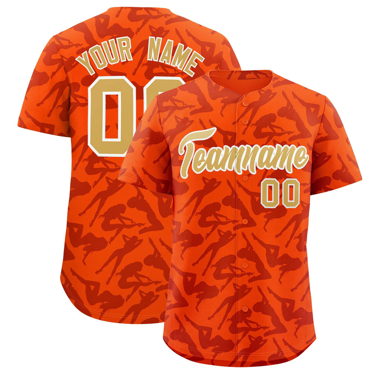 Custom Orange Crimson Playboy Graffiti Pattern Authentic Baseball Jersey| KXKSHOP