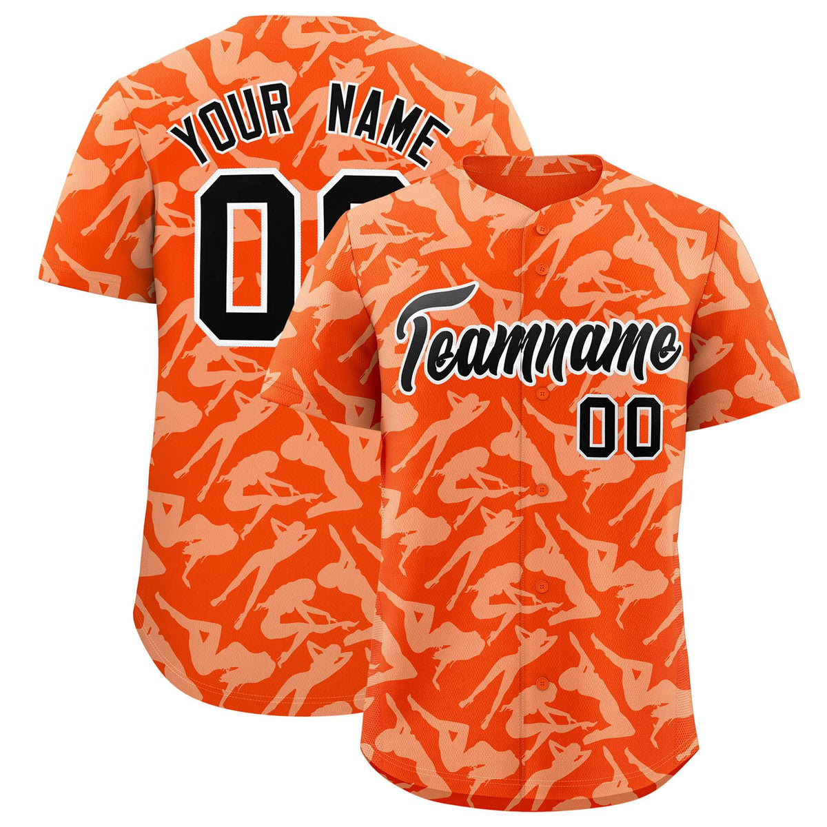 Custom Orange White Playboy Graffiti Pattern Authentic Baseball Jersey| KXKSHOP