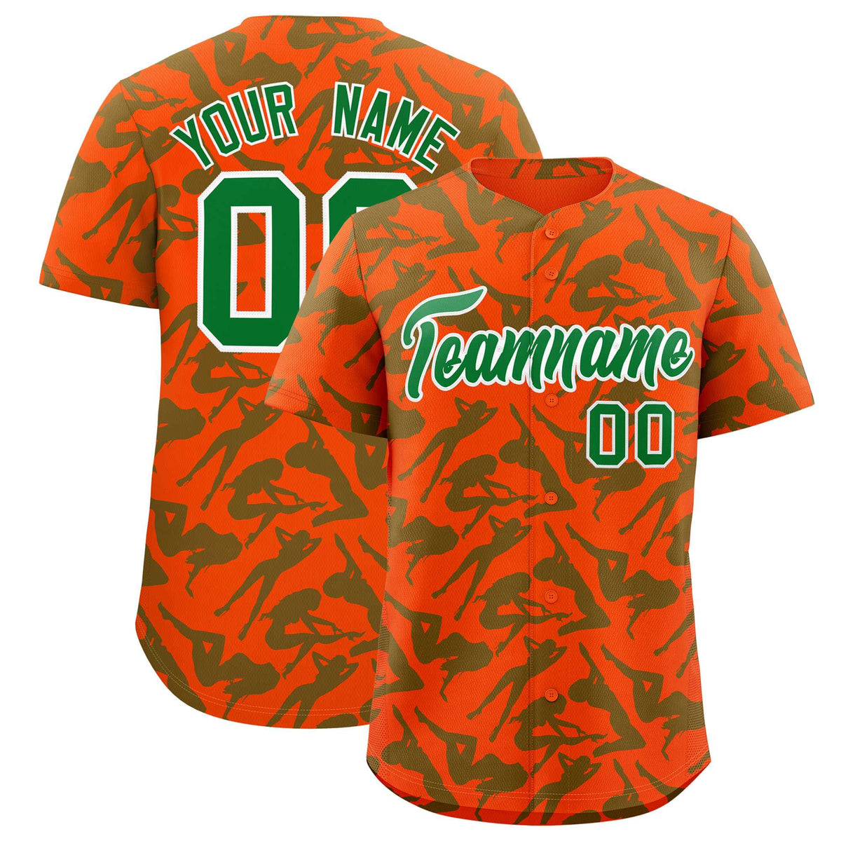Custom Orange Kelly Green Playboy Graffiti Pattern Authentic Baseball Jersey| KXKSHOP
