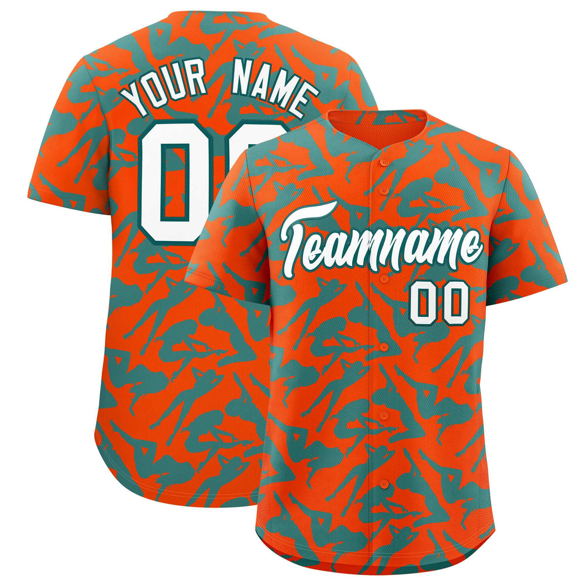 Custom Orange Aqua Playboy Graffiti Pattern Authentic Baseball Jersey| KXKSHOP