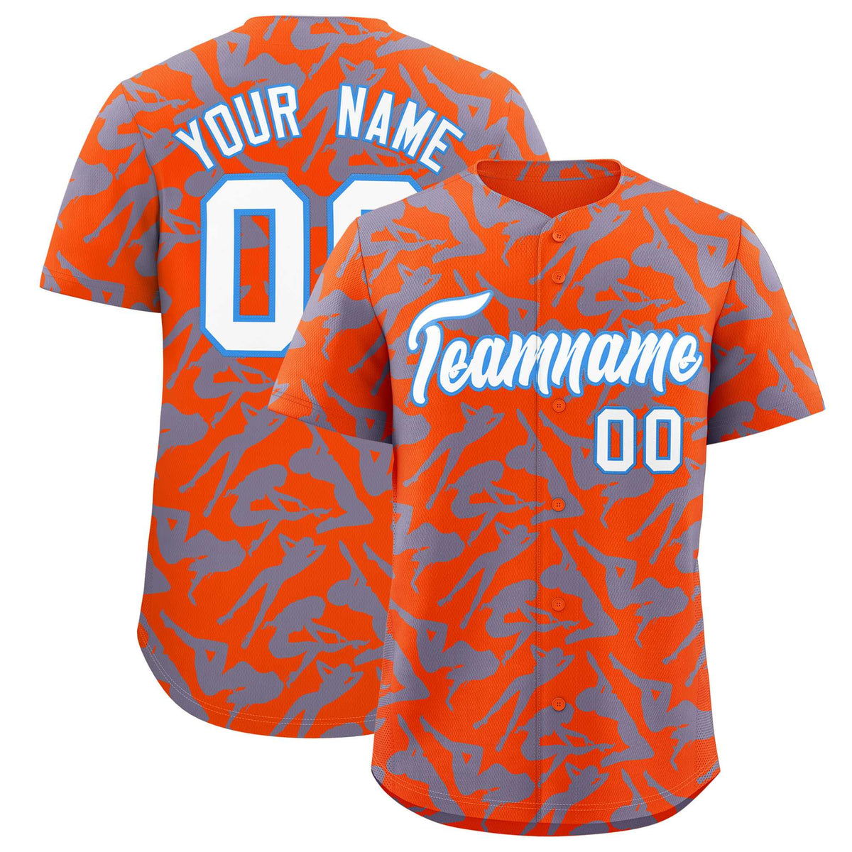 Custom Orange Light Blue Playboy Graffiti Pattern Authentic Baseball Jersey| KXKSHOP