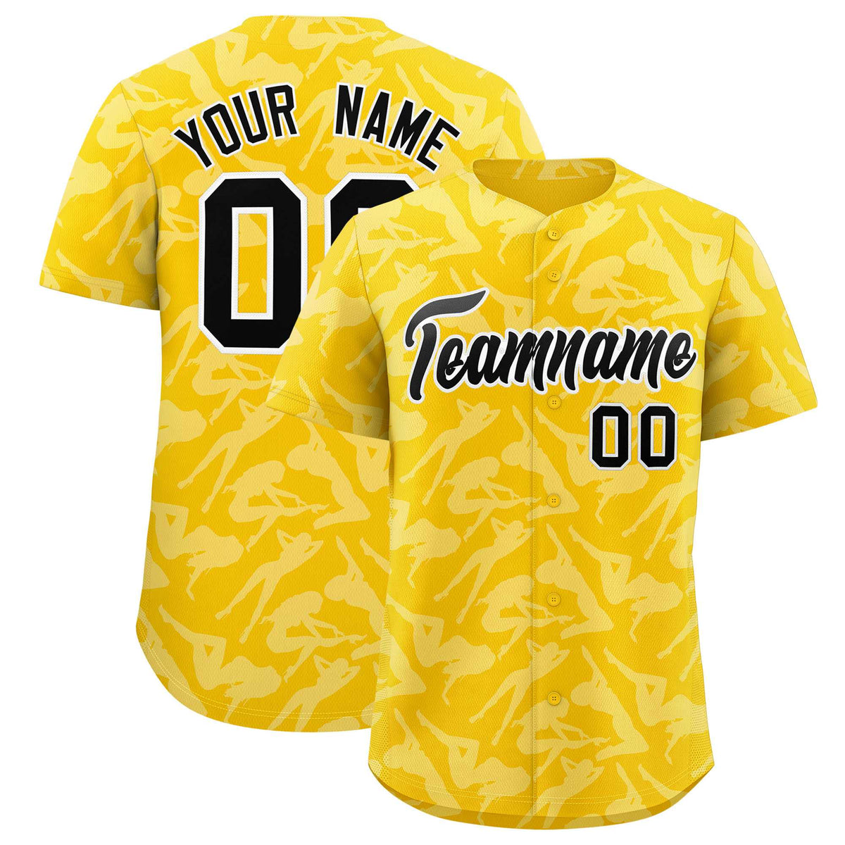 Custom Gold White Playboy Graffiti Pattern Authentic Baseball Jersey| KXKSHOP