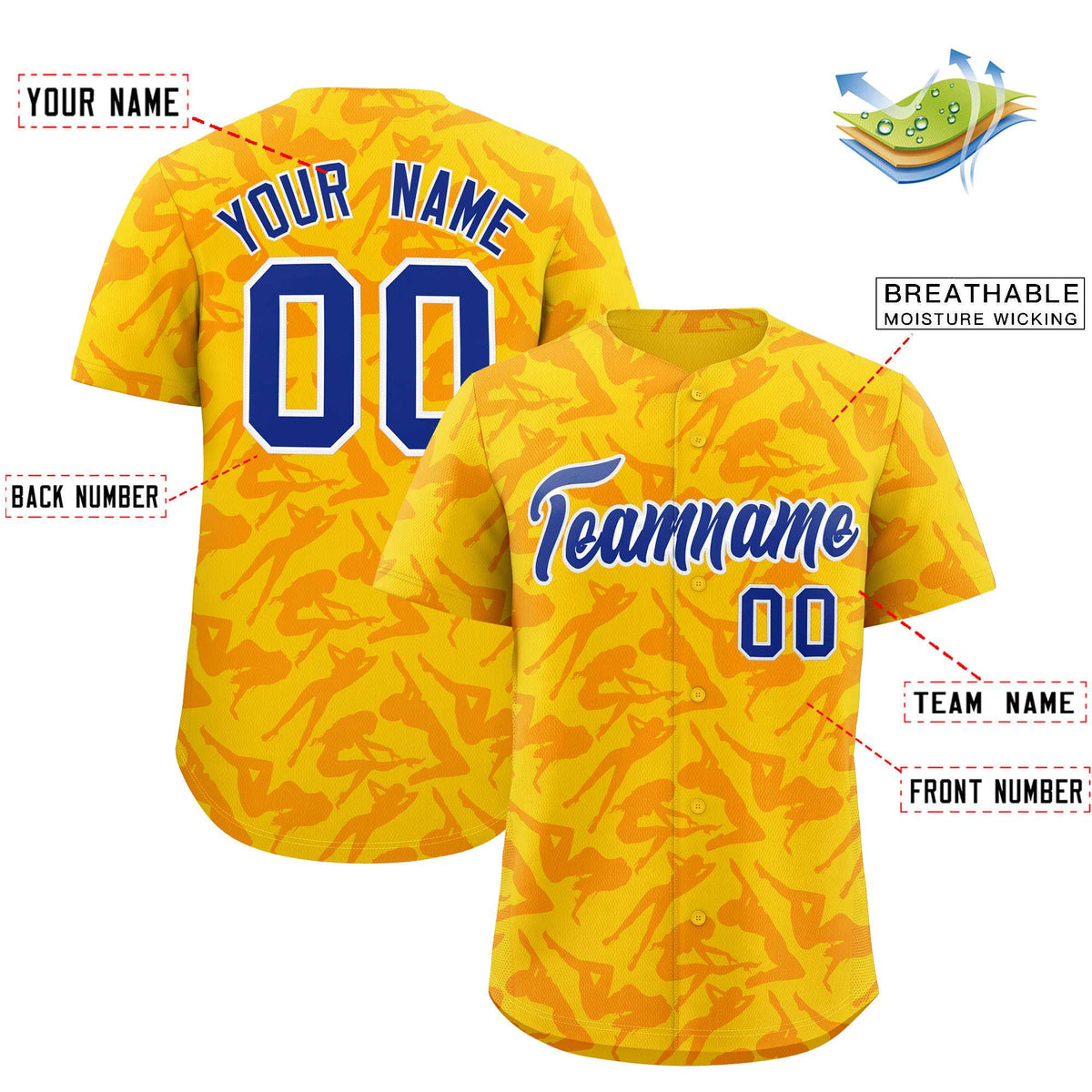 Custom Gold Orange Playboy Graffiti Pattern Authentic Baseball Jersey| KXKSHOP